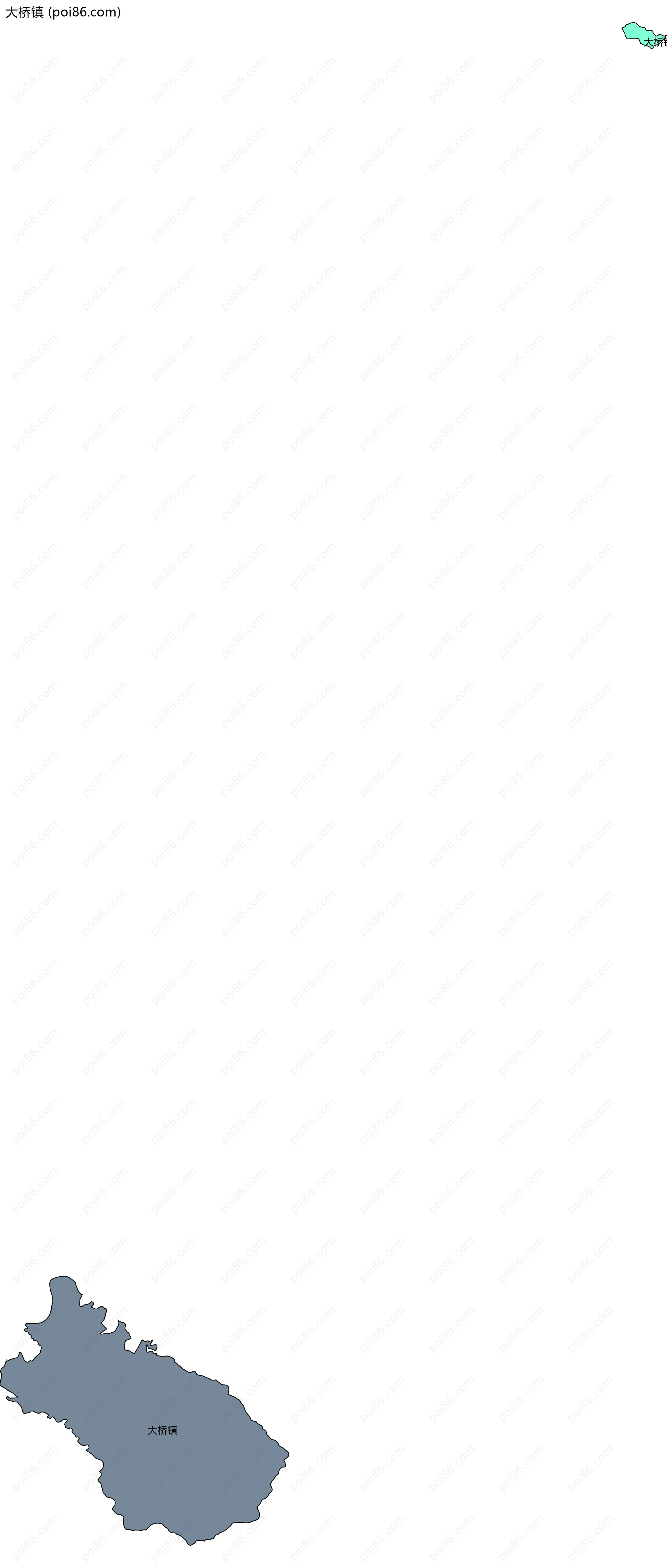 大桥镇边界地图(五级行政区划)