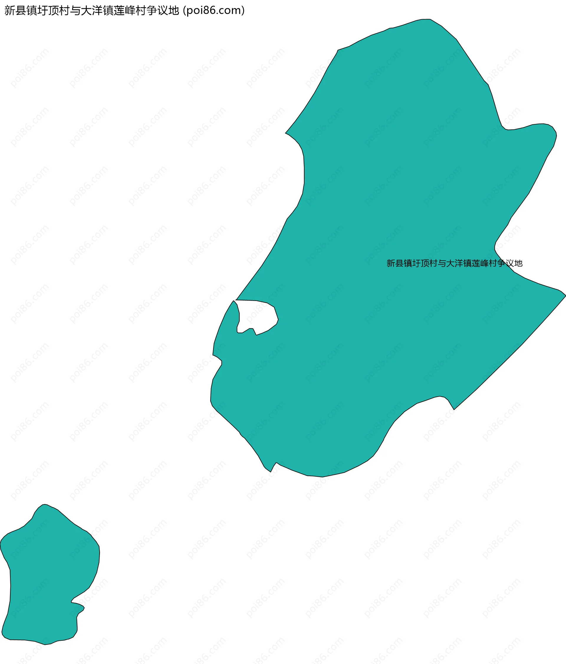 新县镇圩顶村与大洋镇莲峰村争议地边界地图