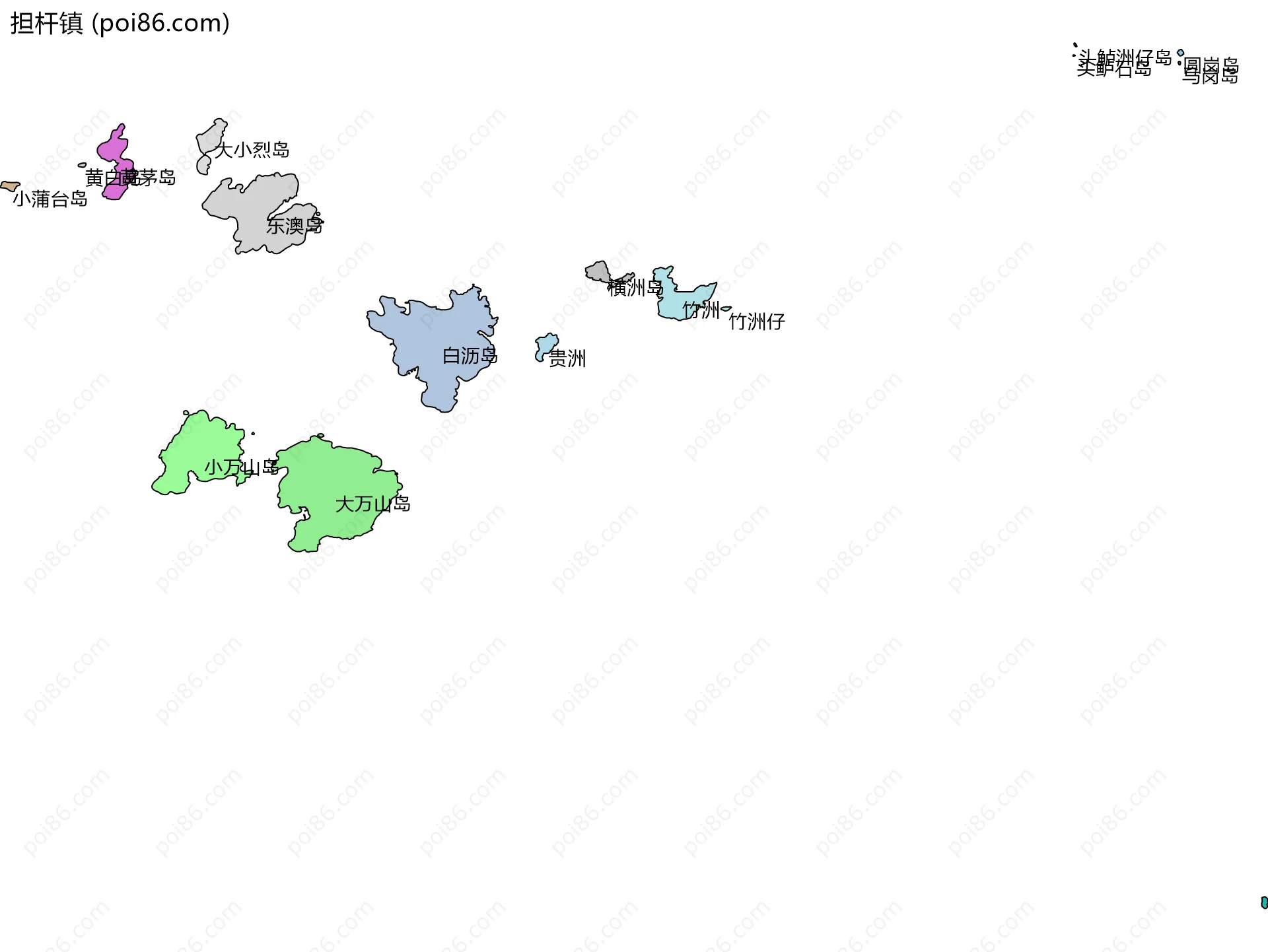 担杆镇边界地图(五级行政区划)