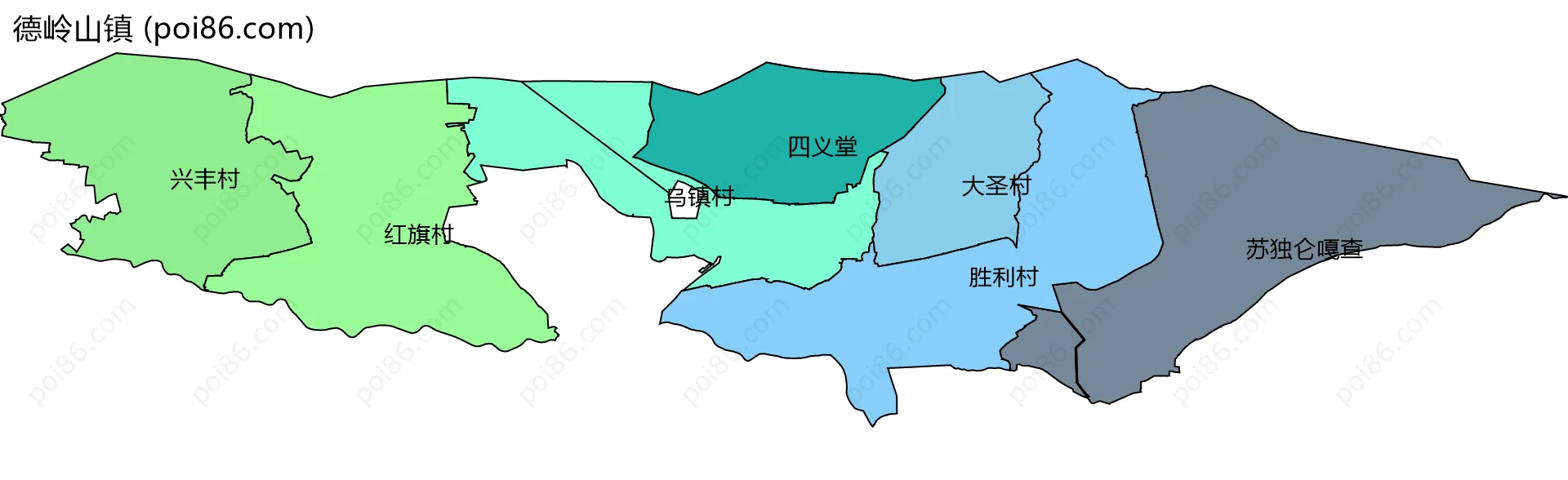 德岭山镇边界地图(五级行政区划)