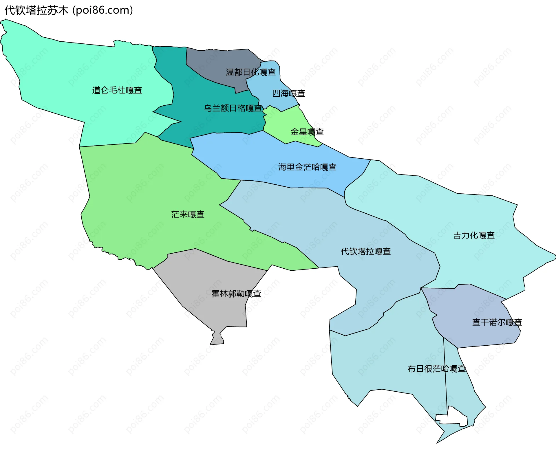 代钦塔拉苏木边界地图(五级行政区划)