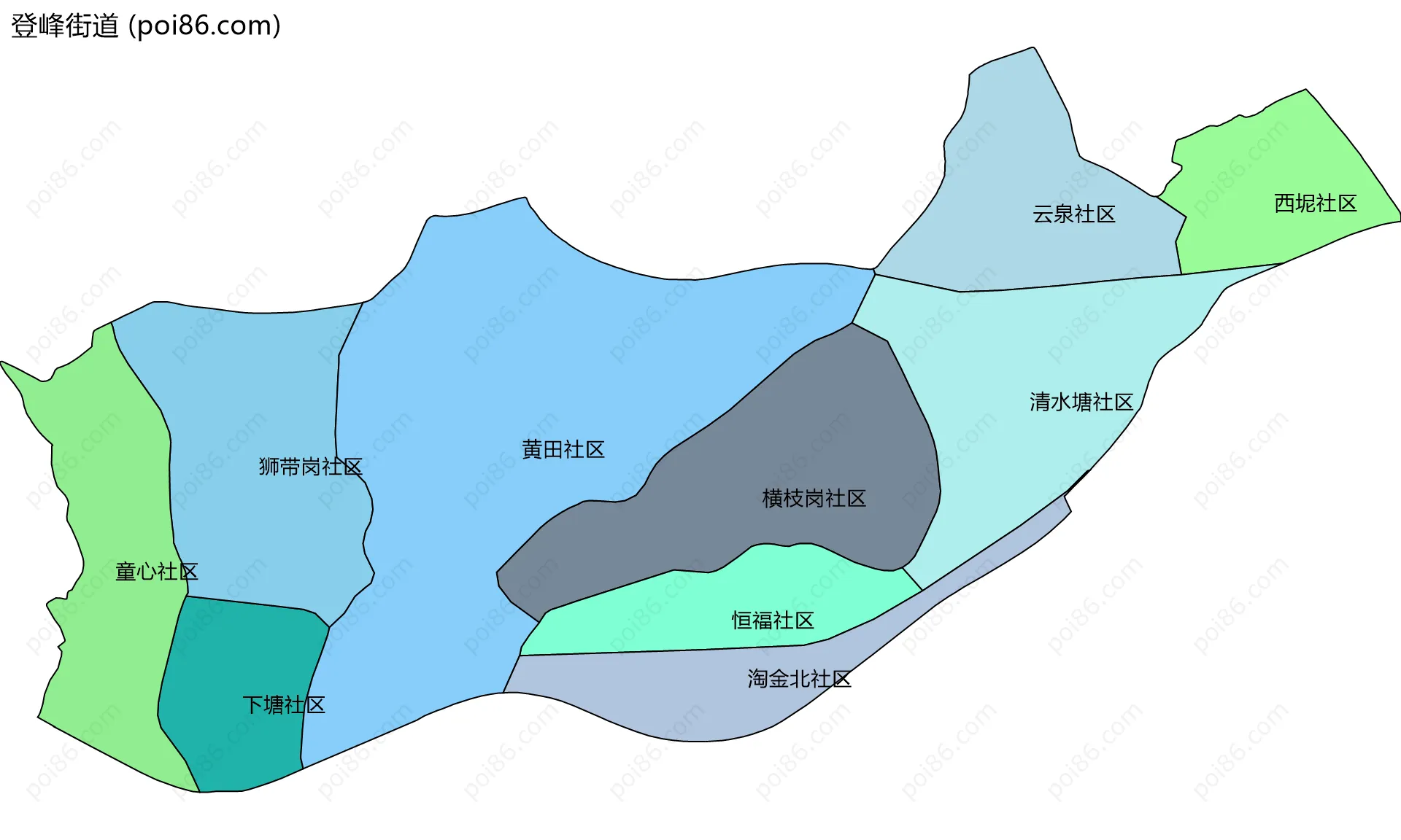 登峰街道边界地图(五级行政区划)