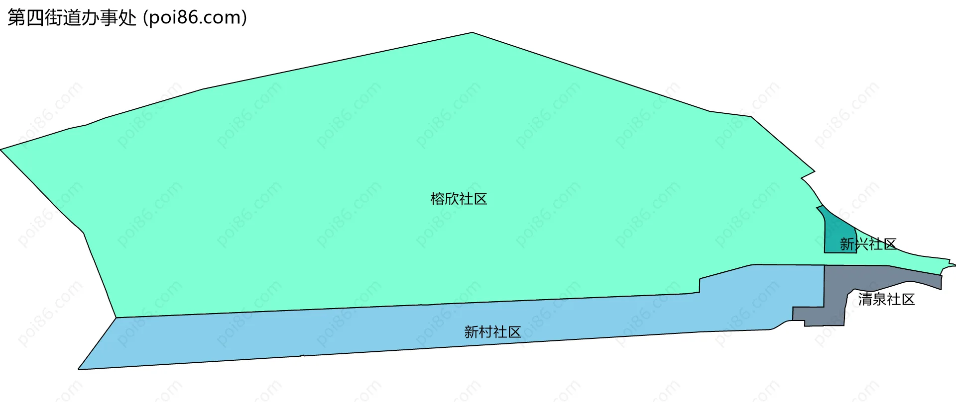第四街道办事处边界地图(五级行政区划)