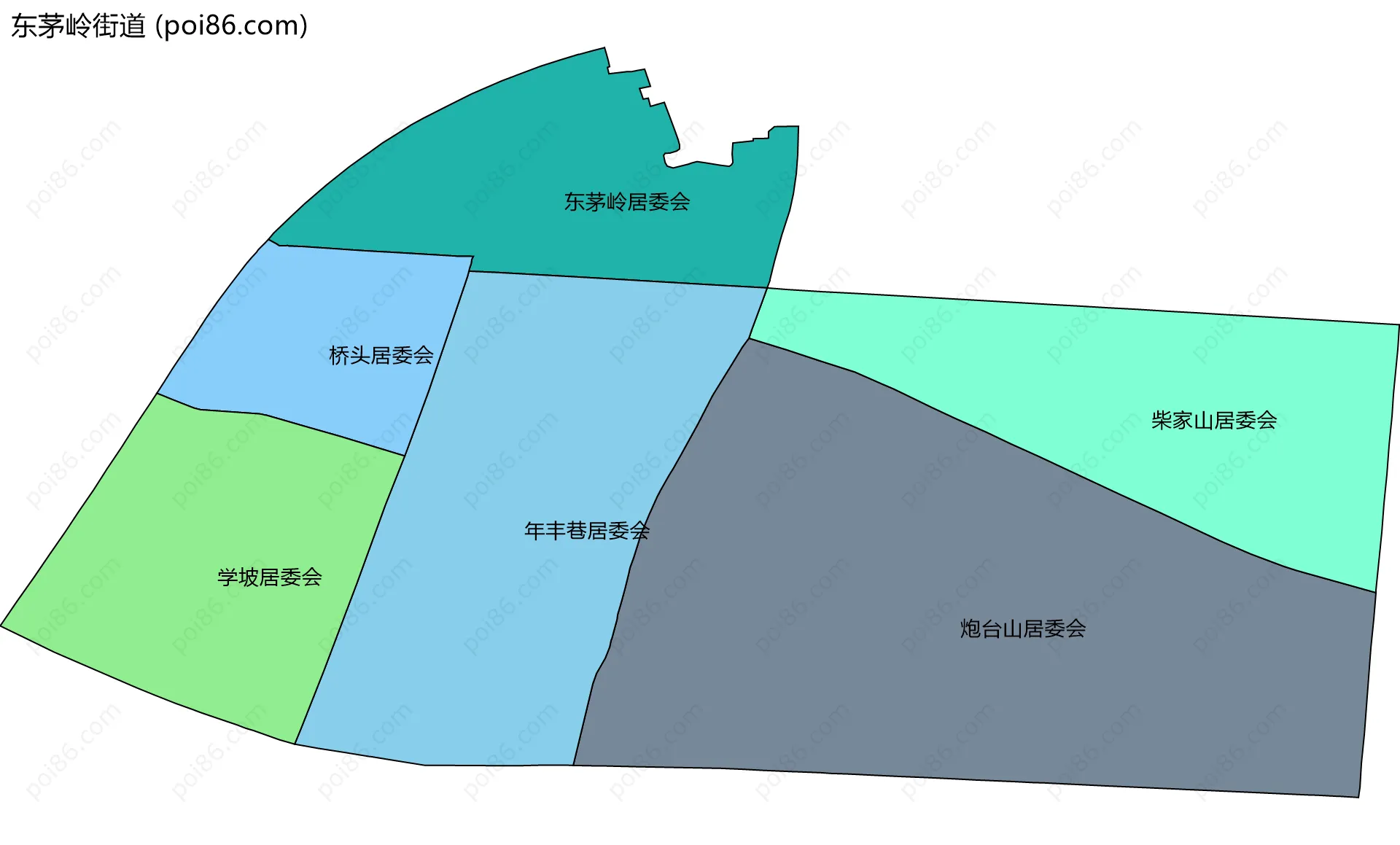 东茅岭街道边界地图(五级行政区划)