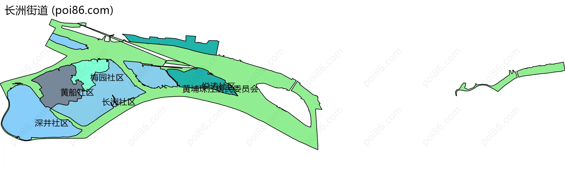 长洲街道边界地图(五级行政区划)