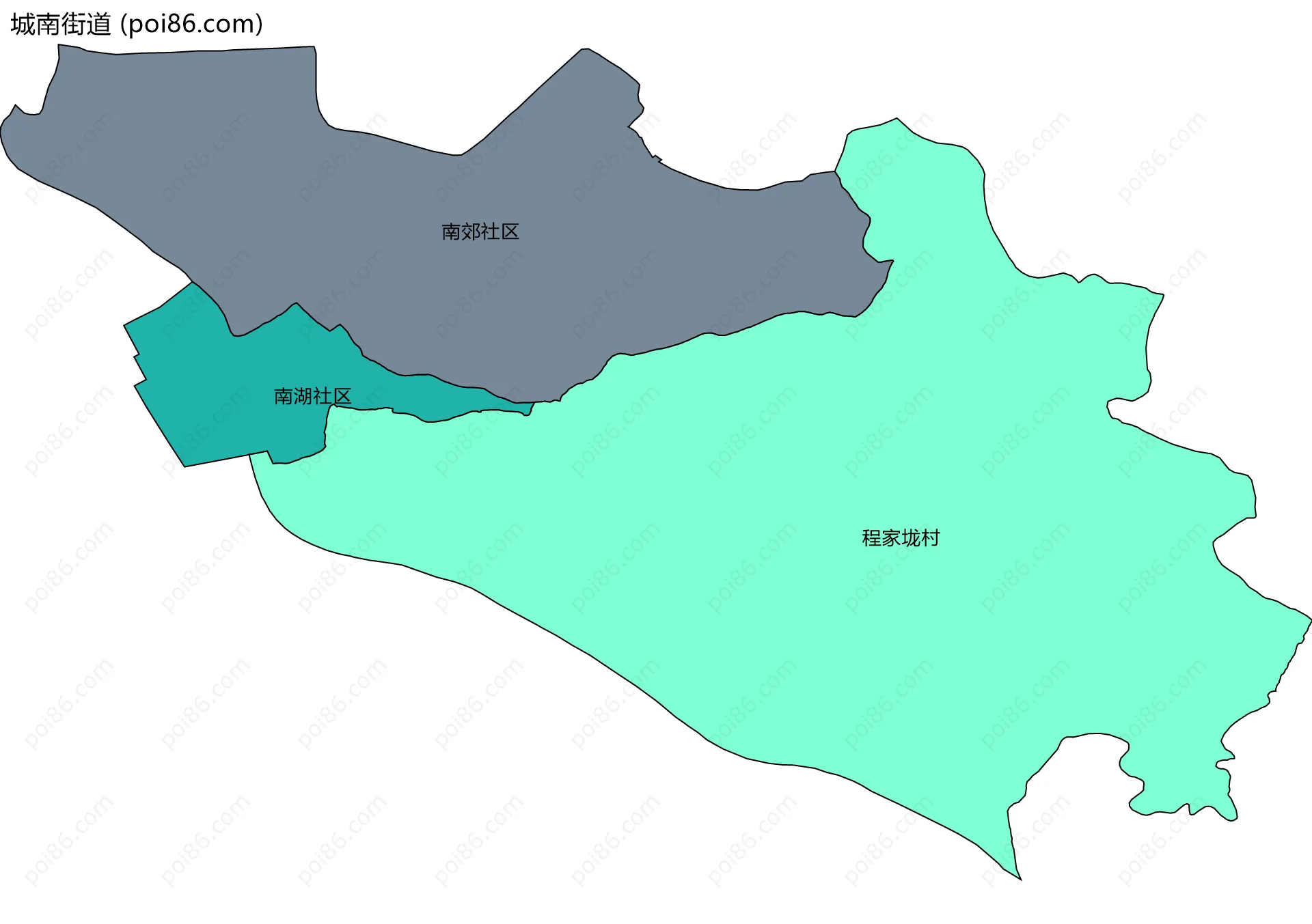 城南街道边界地图(五级行政区划)
