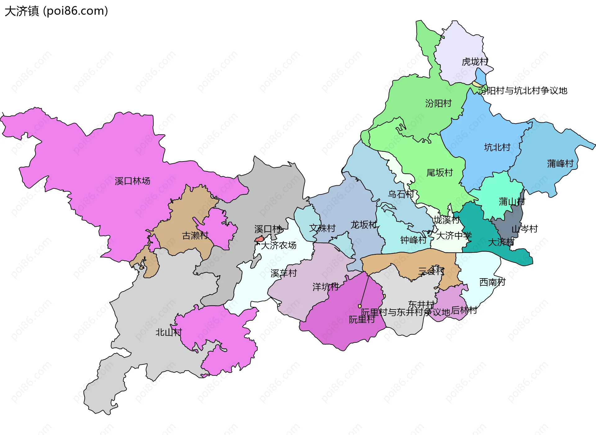 大济镇边界地图(五级行政区划)