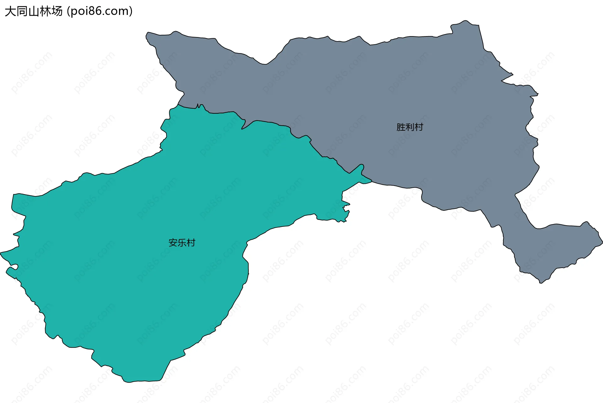 大同山林场边界地图(五级行政区划)