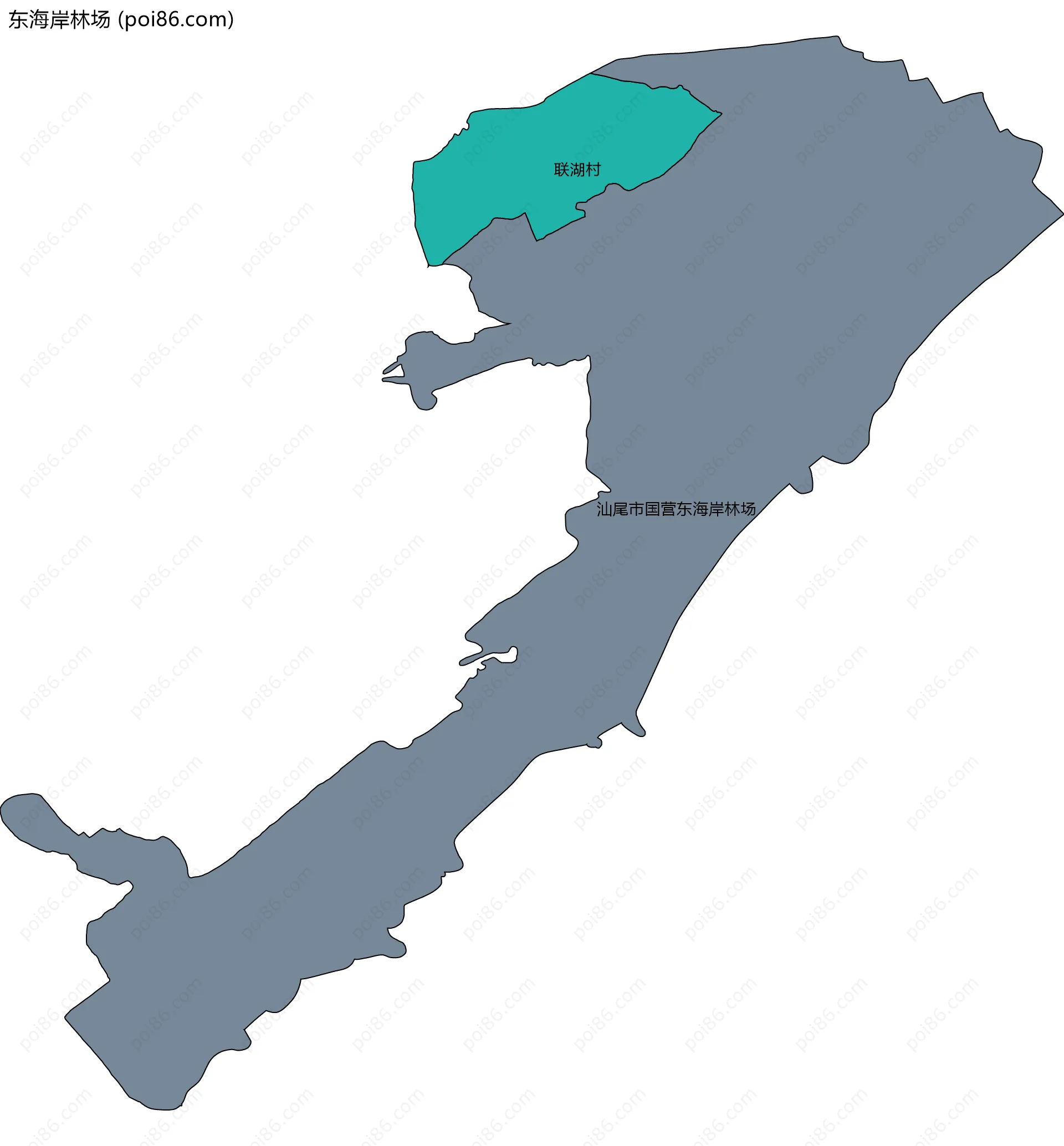 东海岸林场边界地图(五级行政区划)