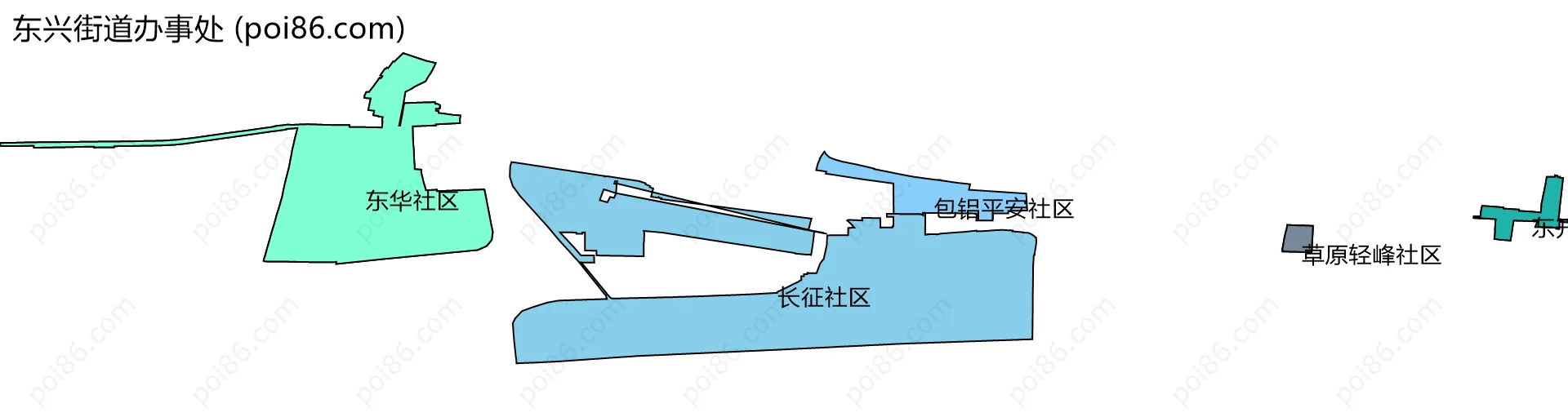 东兴街道办事处边界地图(五级行政区划)