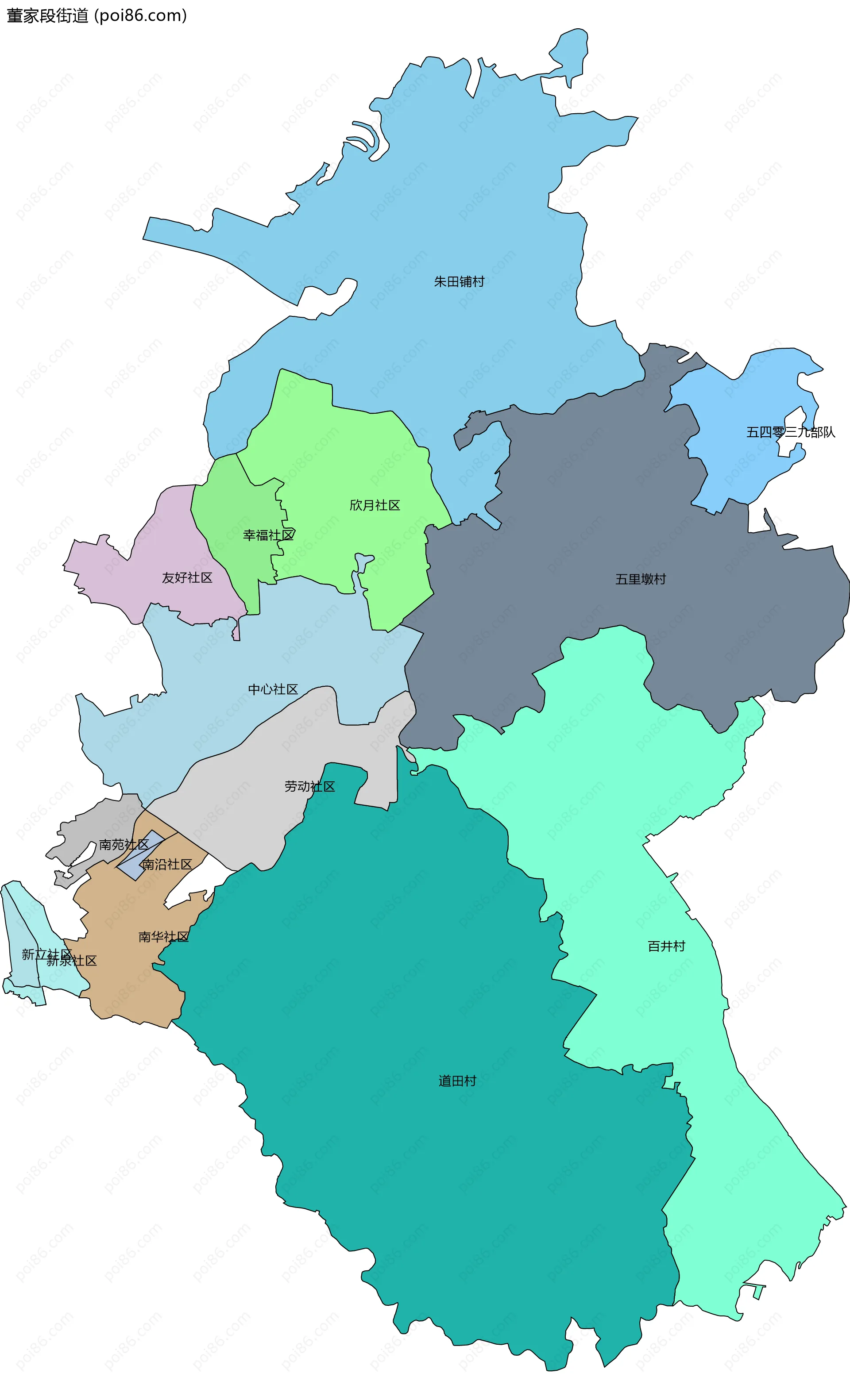 董家段街道边界地图(五级行政区划)