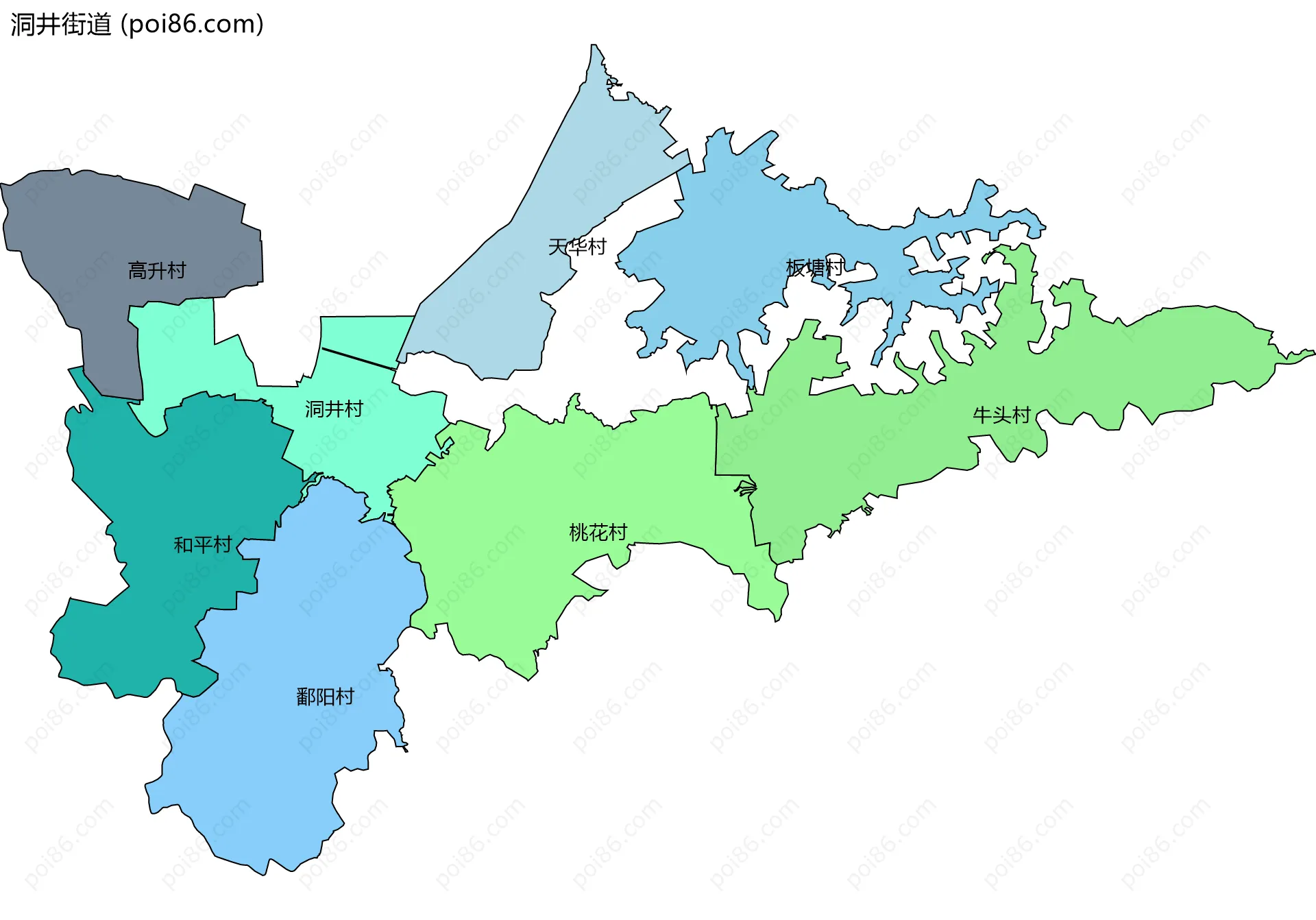 洞井街道边界地图(五级行政区划)