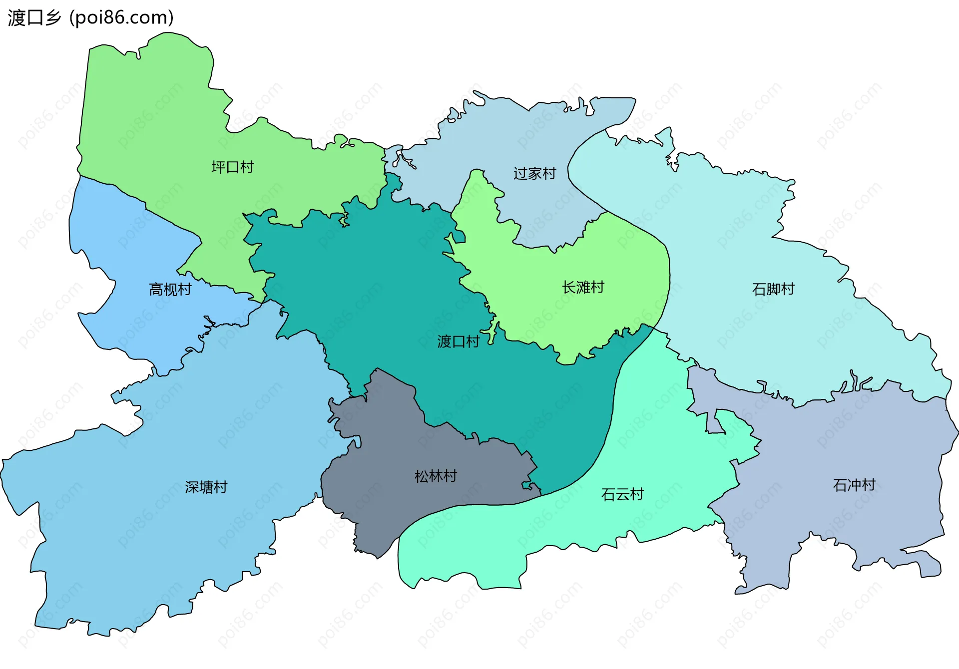 渡口乡边界地图(五级行政区划)