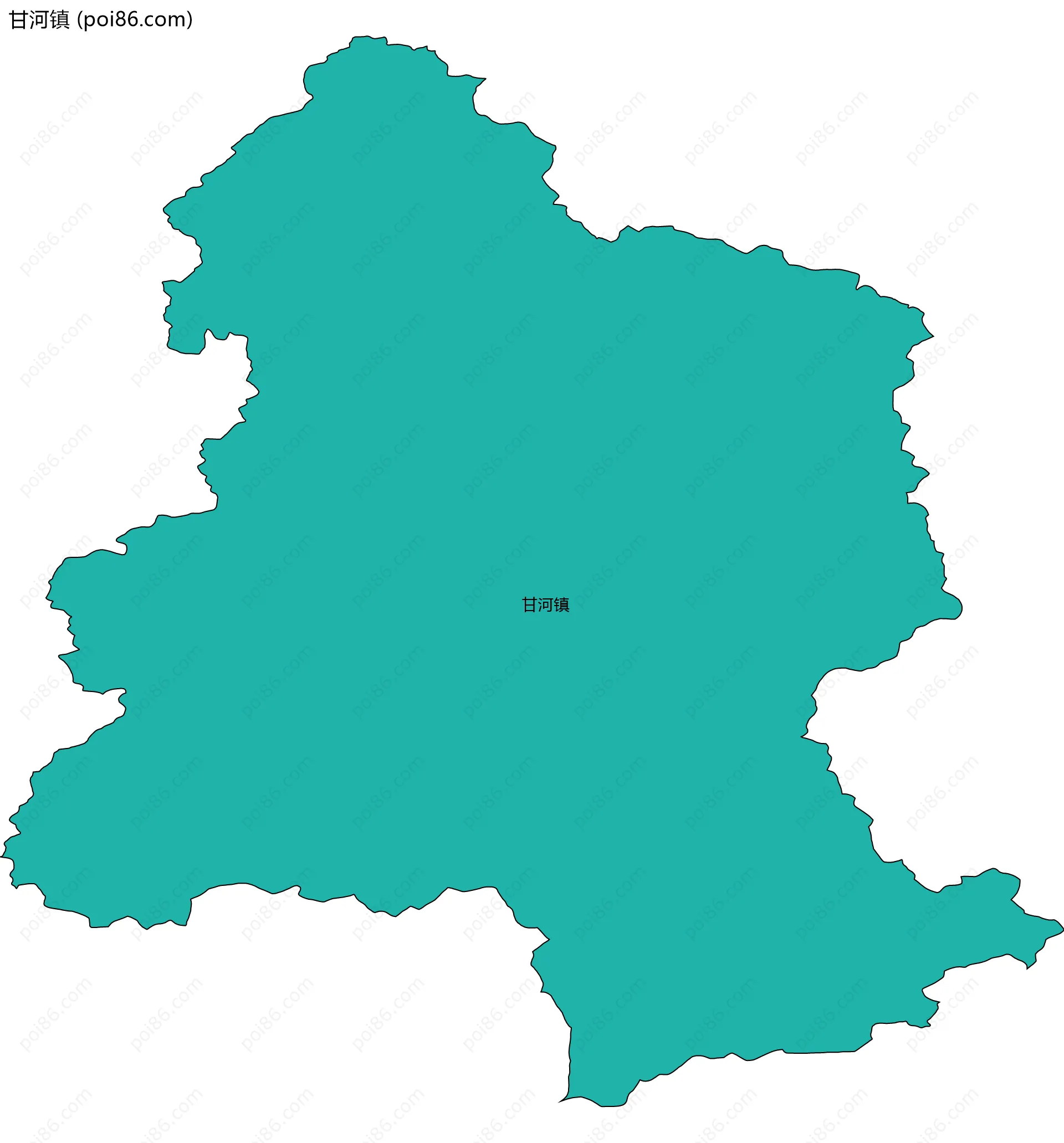 甘河镇边界地图(五级行政区划)