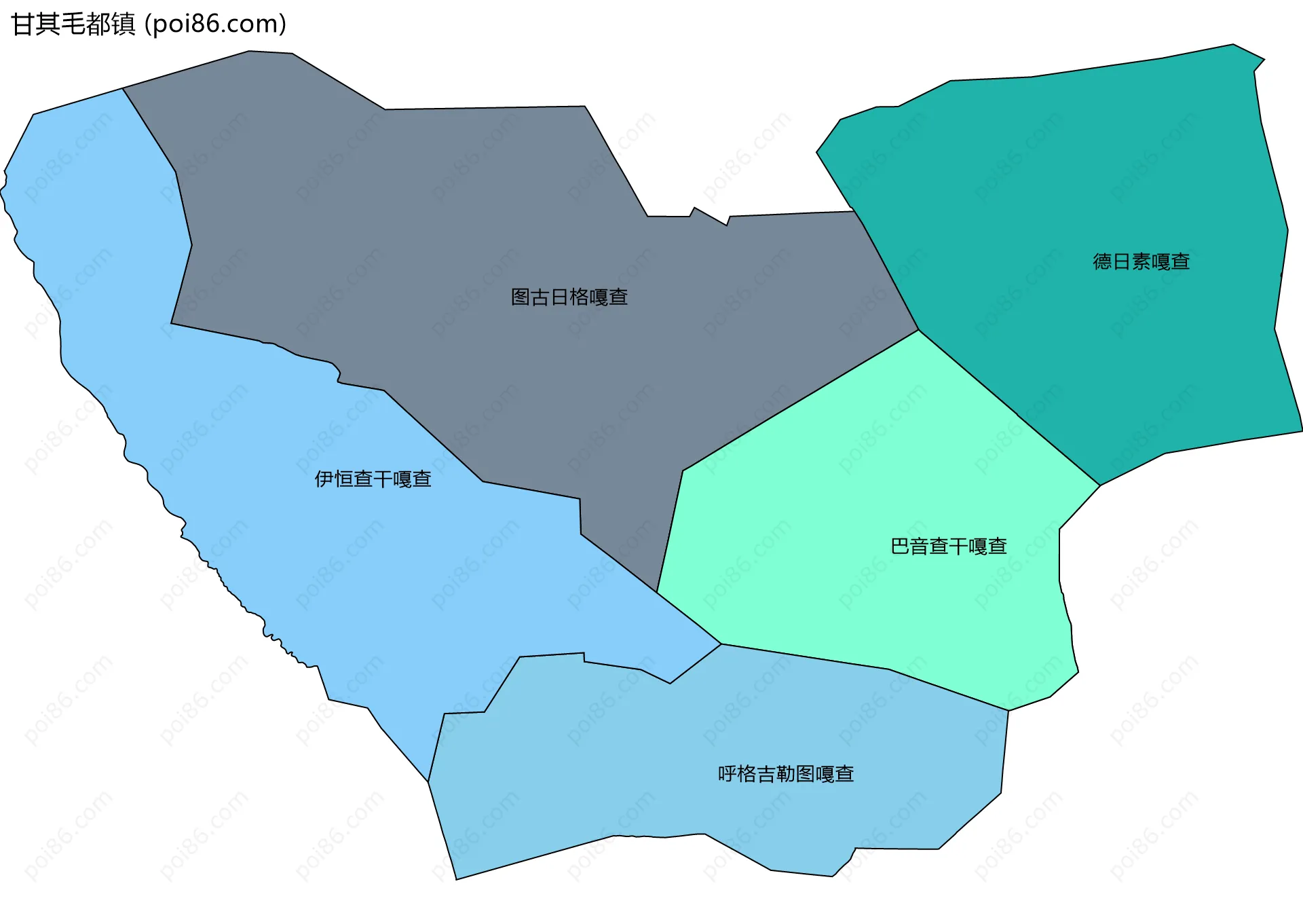 甘其毛都镇边界地图(五级行政区划)