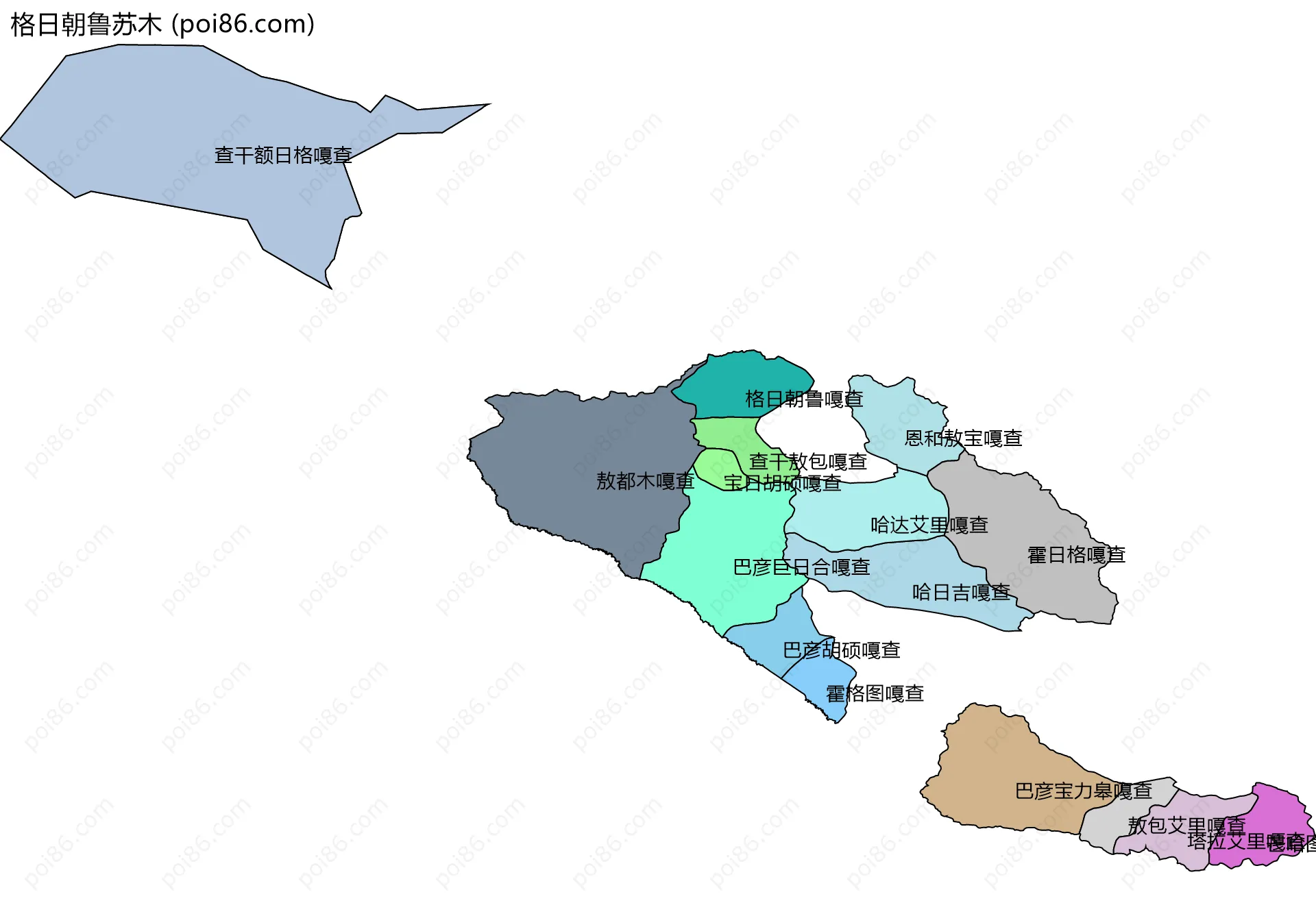格日朝鲁苏木边界地图(五级行政区划)