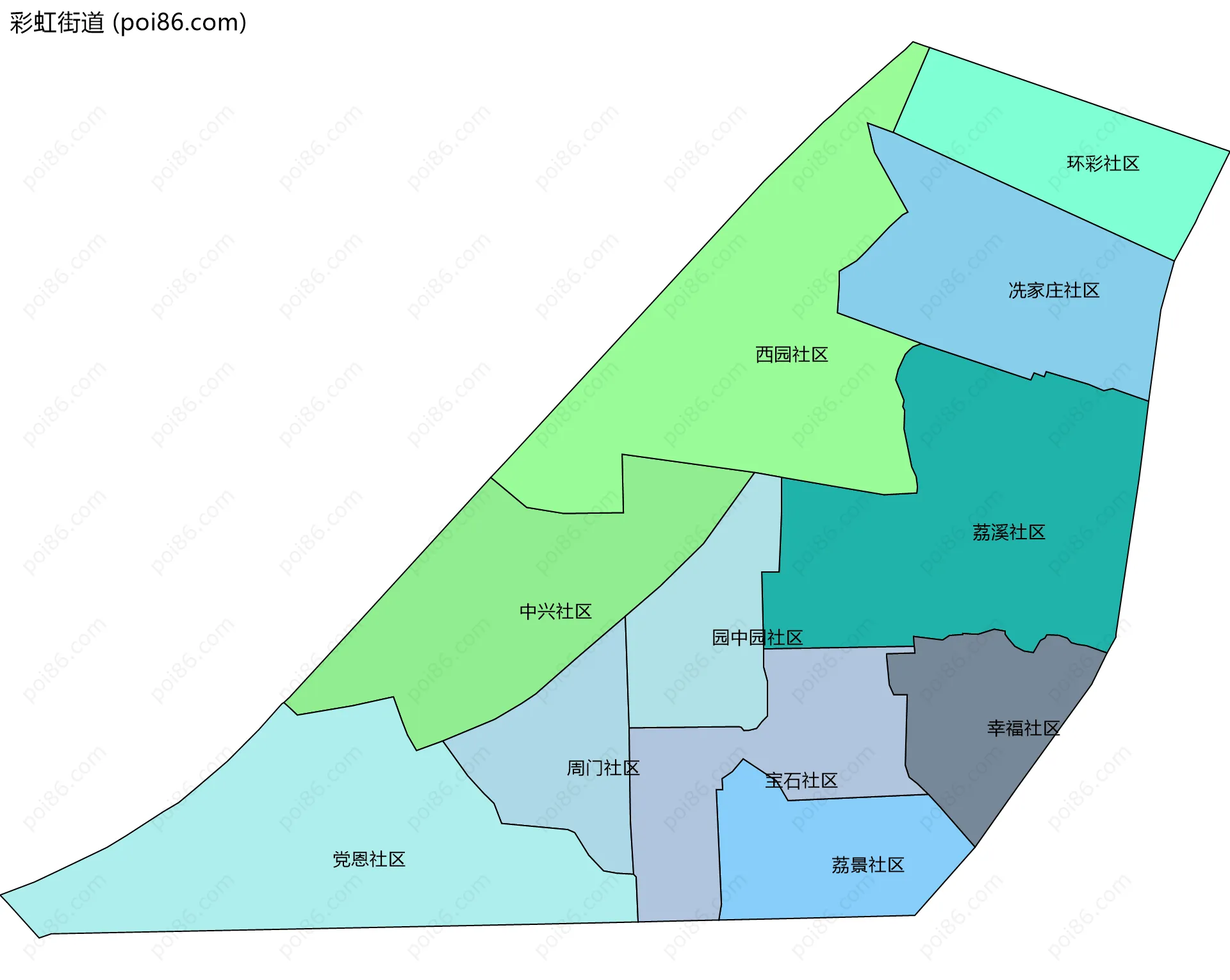 彩虹街道边界地图(五级行政区划)