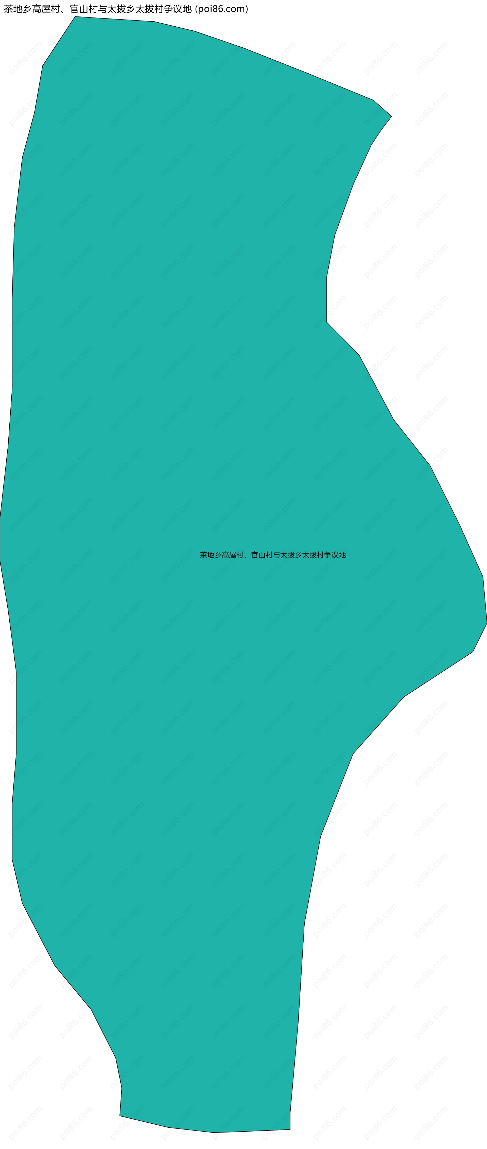 茶地乡高屋村、官山村与太拔乡太拔村争议地边界地图