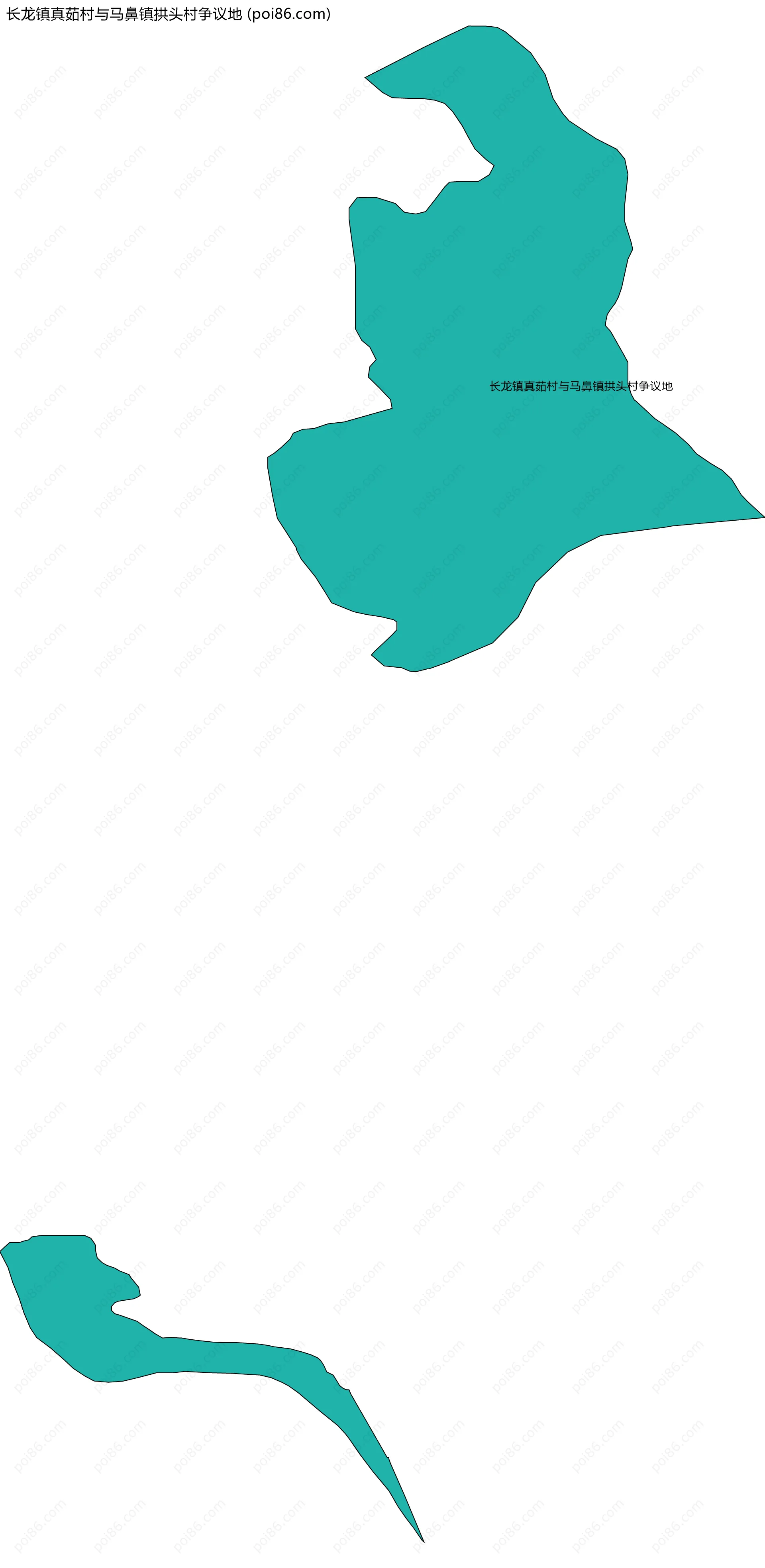 长龙镇真茹村与马鼻镇拱头村争议地边界地图