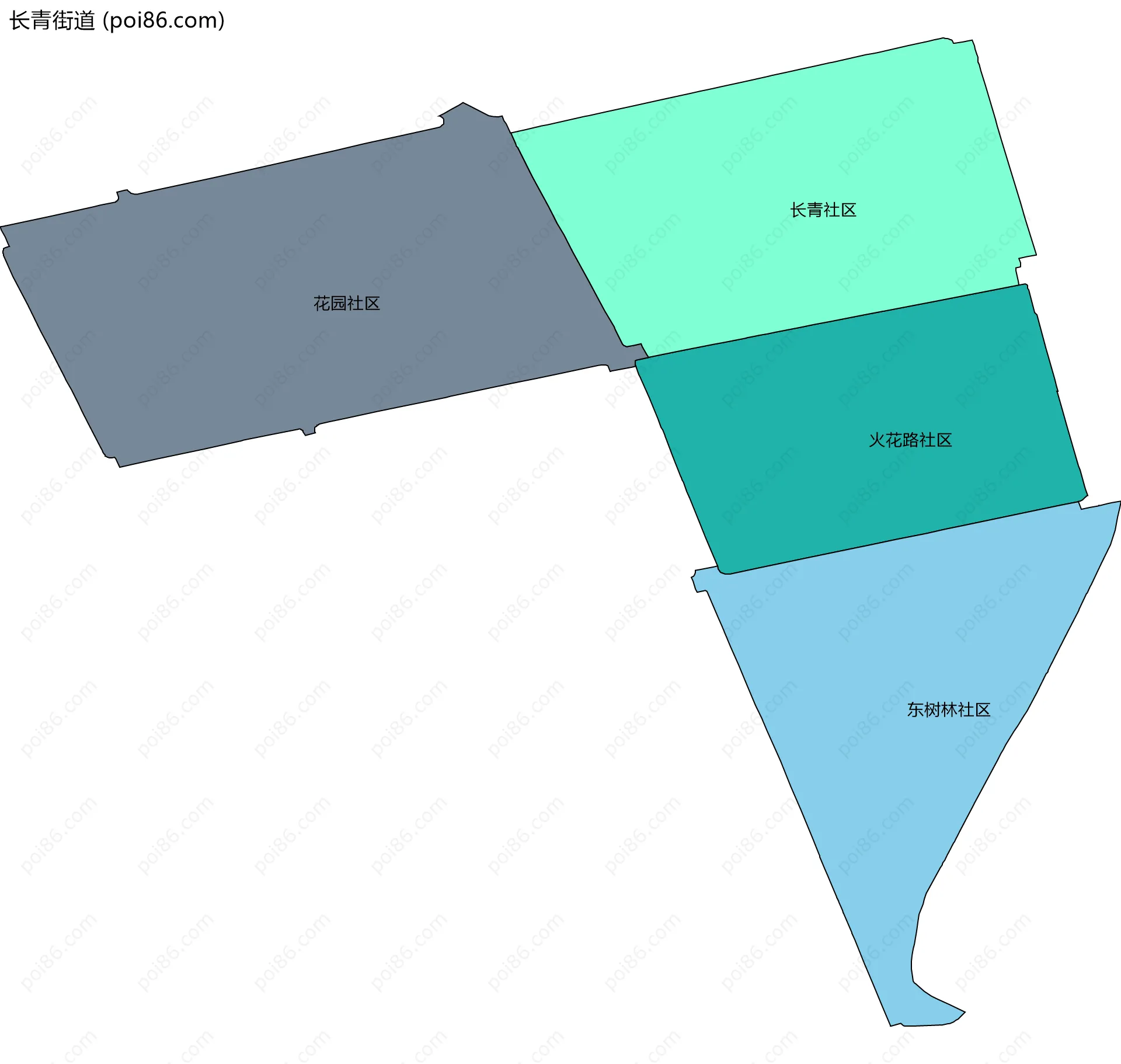 长青街道边界地图(五级行政区划)