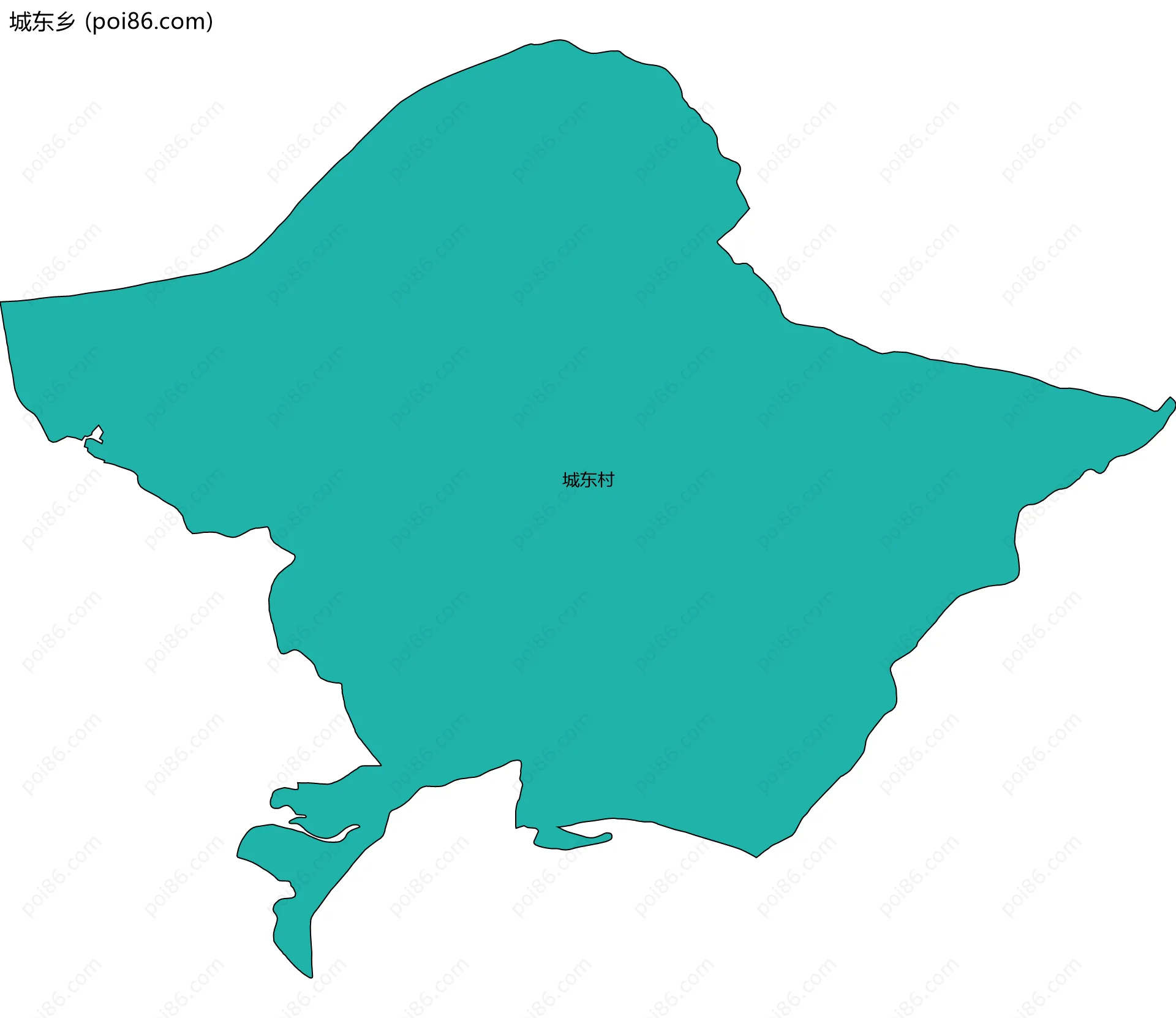 城东乡边界地图(五级行政区划)