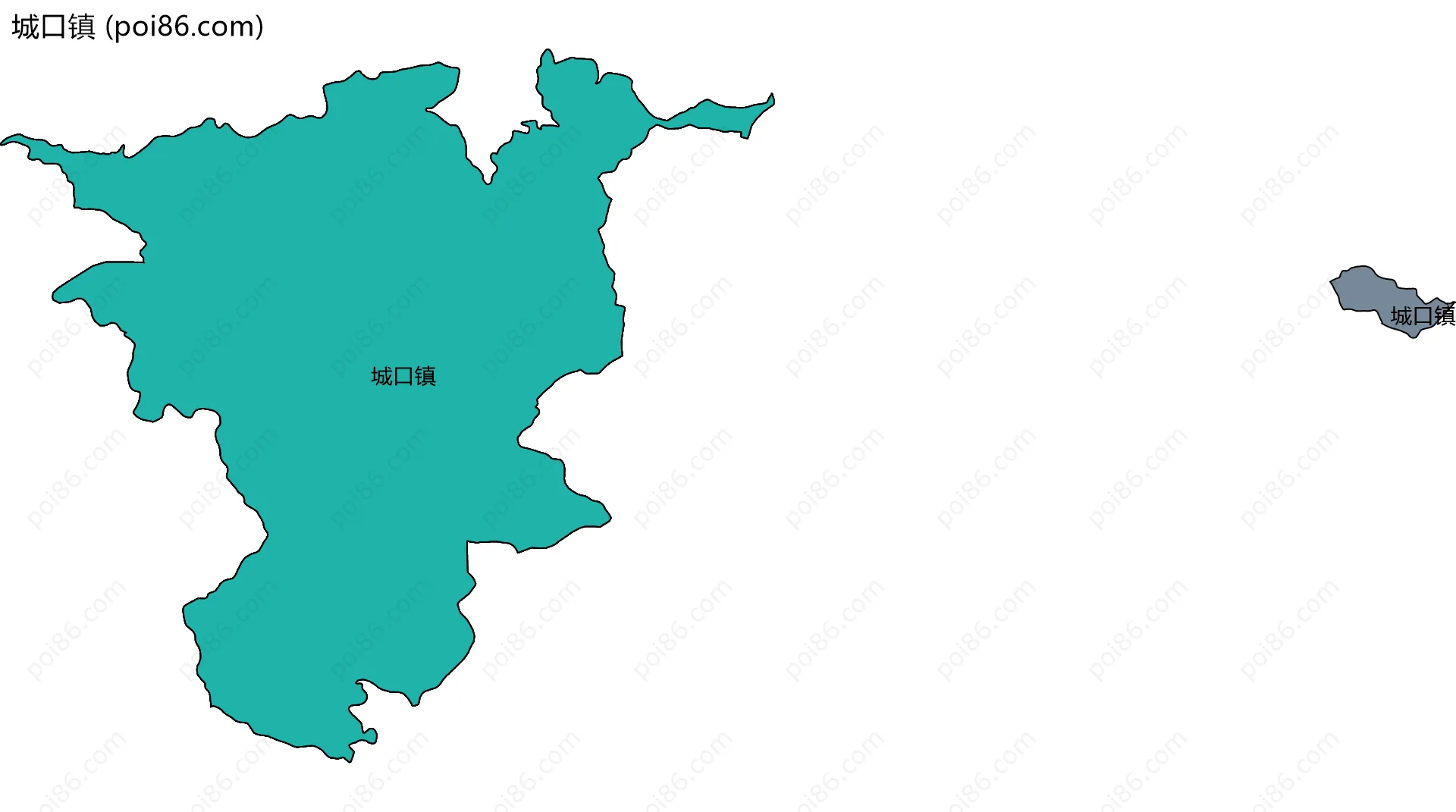 城口镇边界地图(五级行政区划)