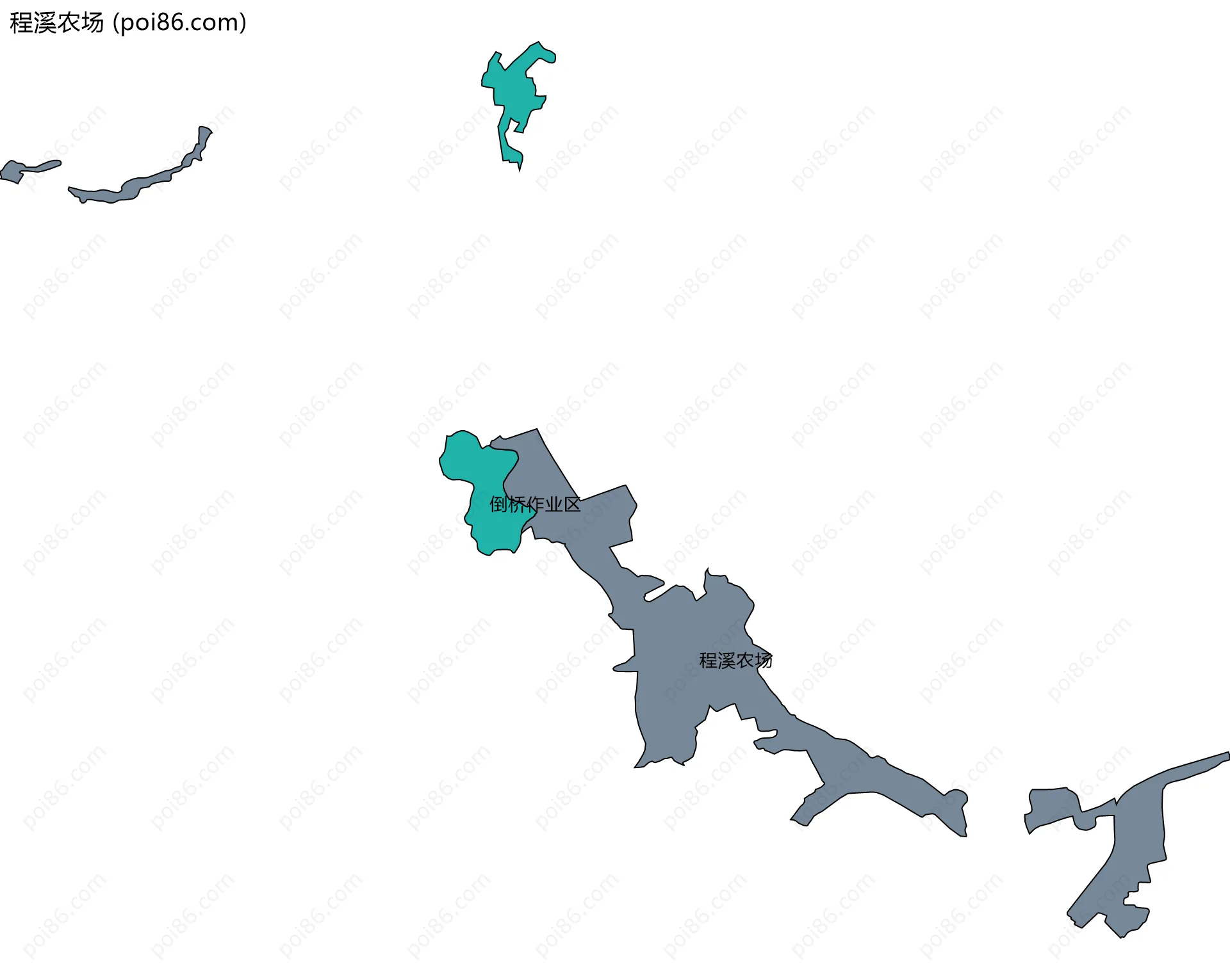 程溪农场边界地图(五级行政区划)