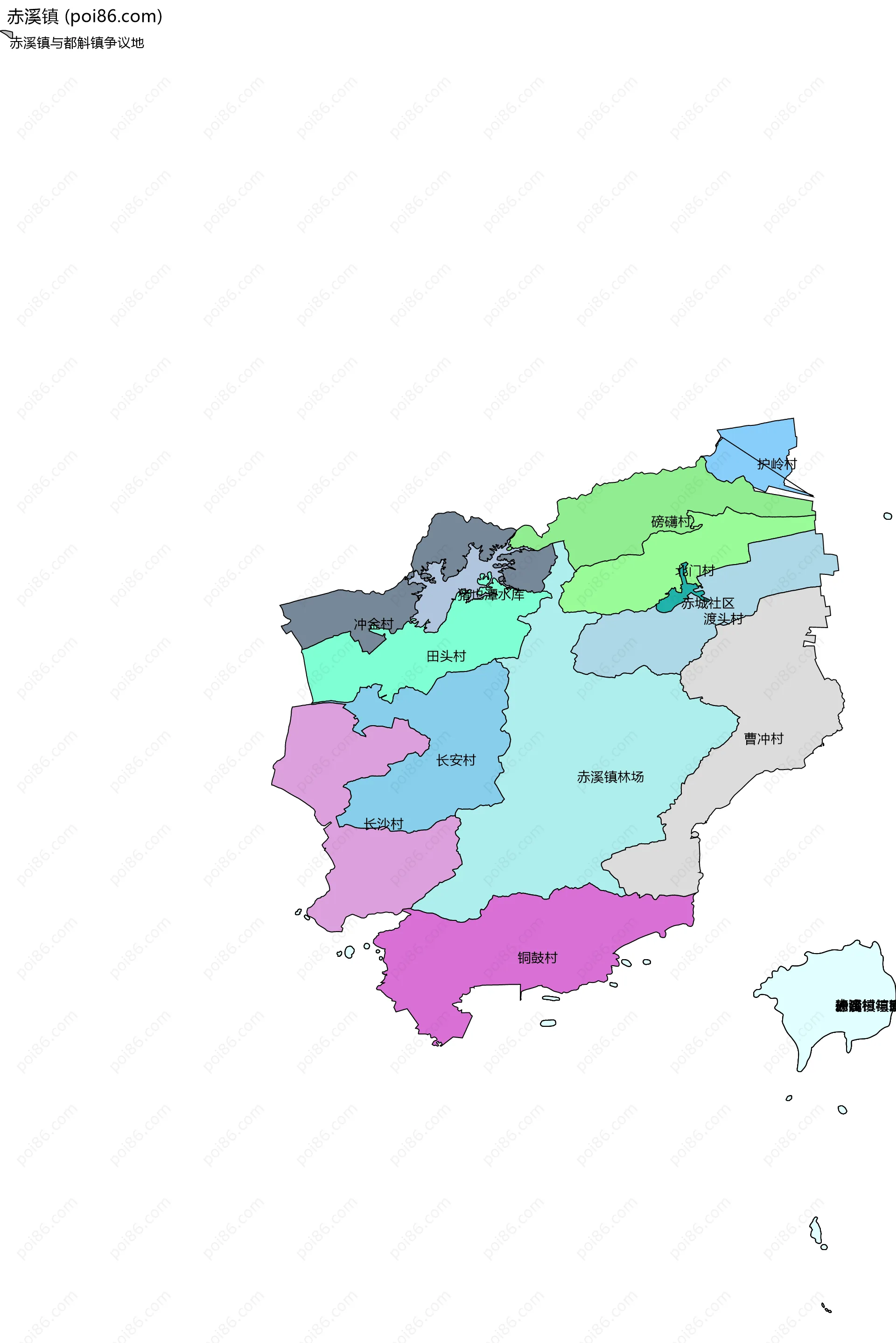 赤溪镇边界地图(五级行政区划)