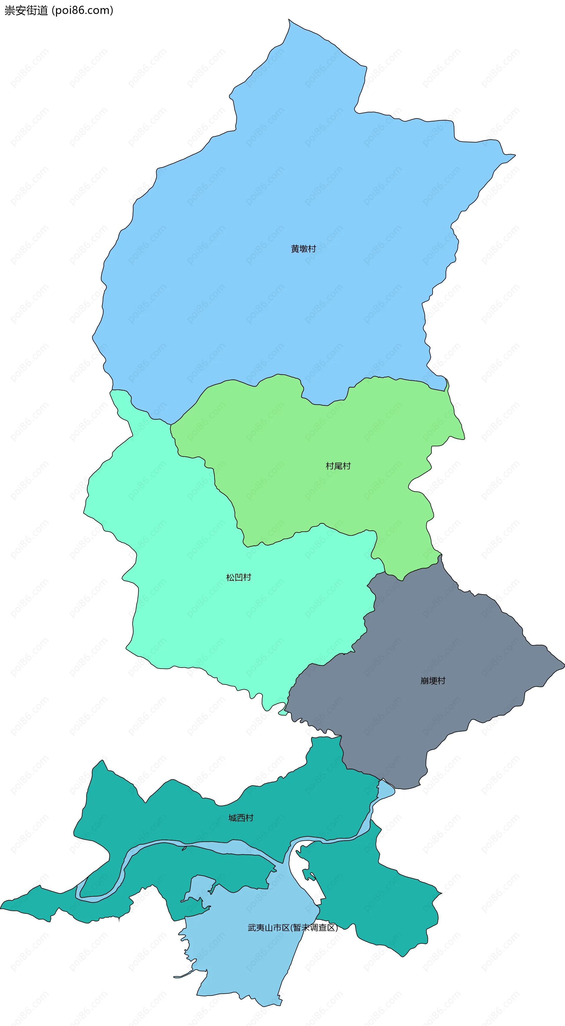 崇安街道边界地图(五级行政区划)