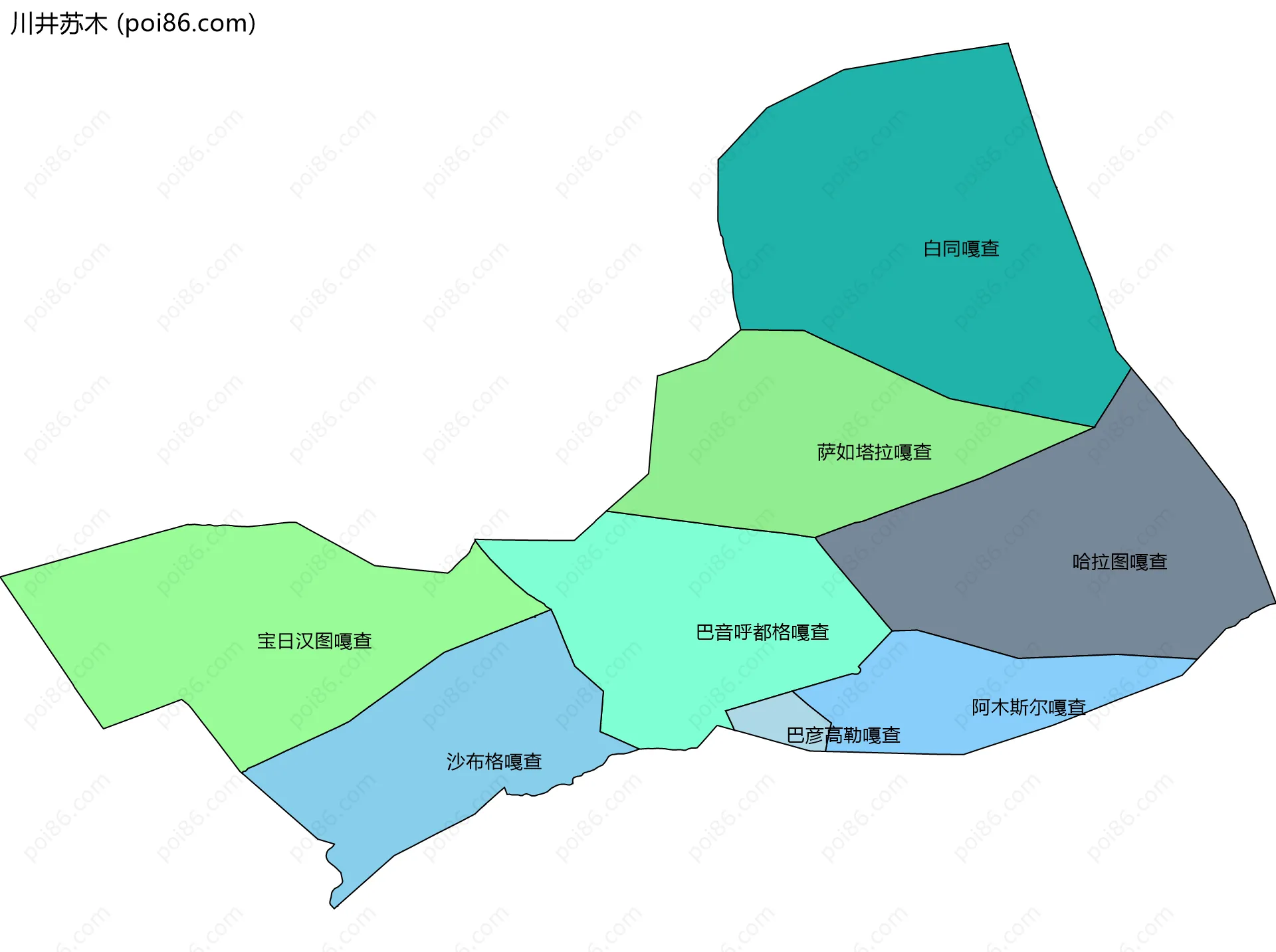 川井苏木边界地图(五级行政区划)