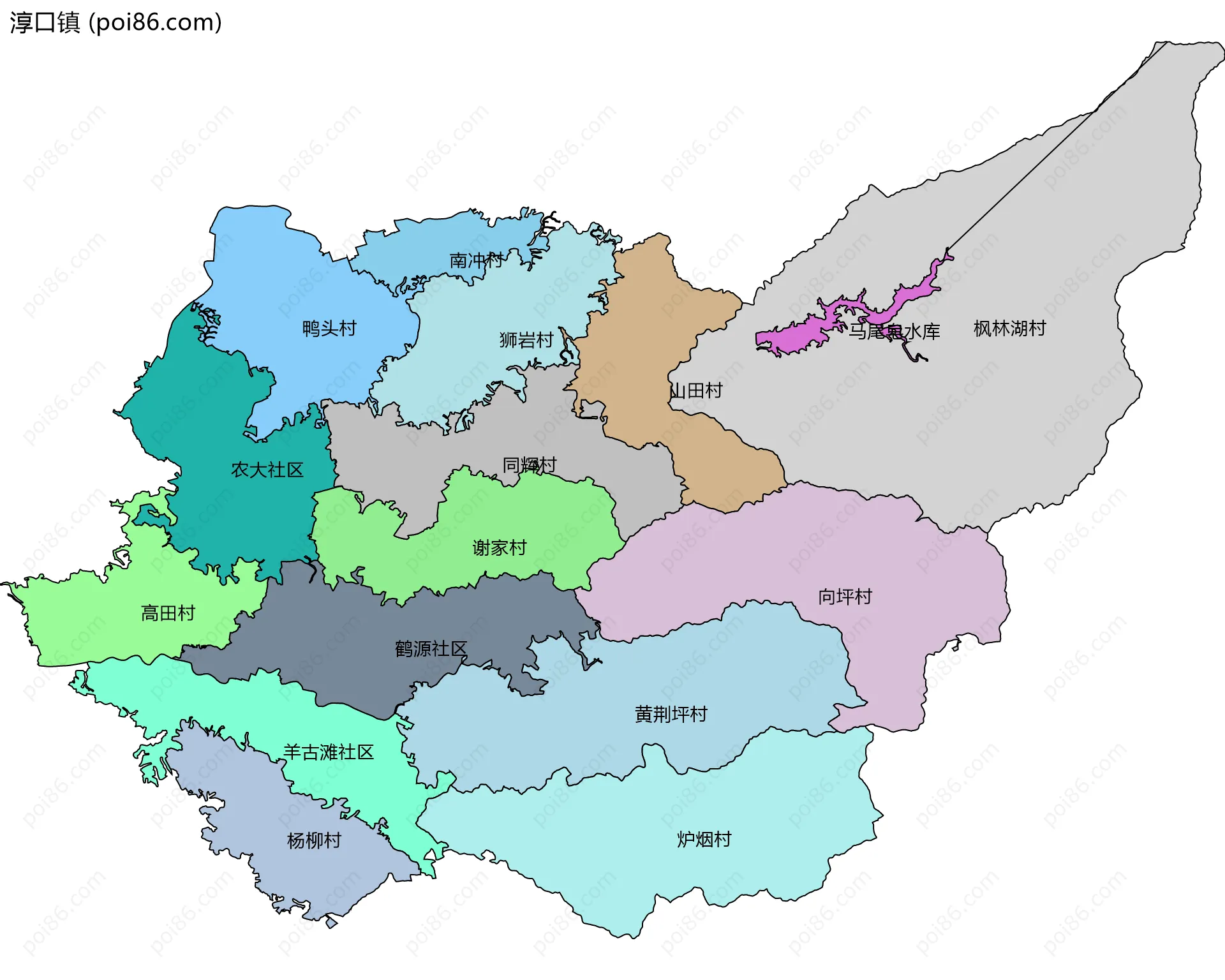 淳口镇边界地图(五级行政区划)