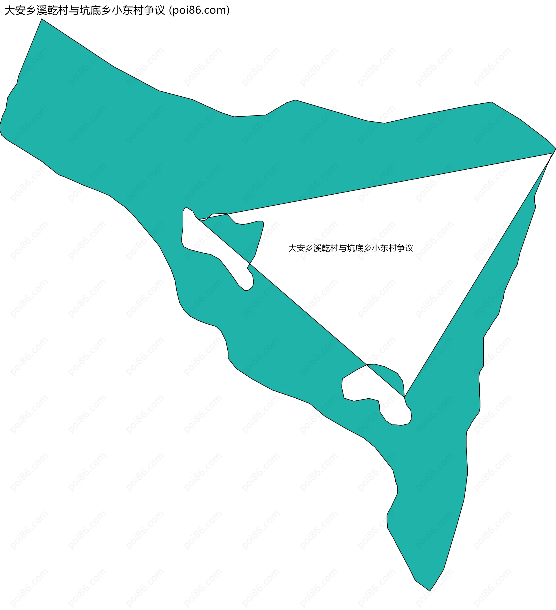 大安乡溪乾村与坑底乡小东村争议边界地图