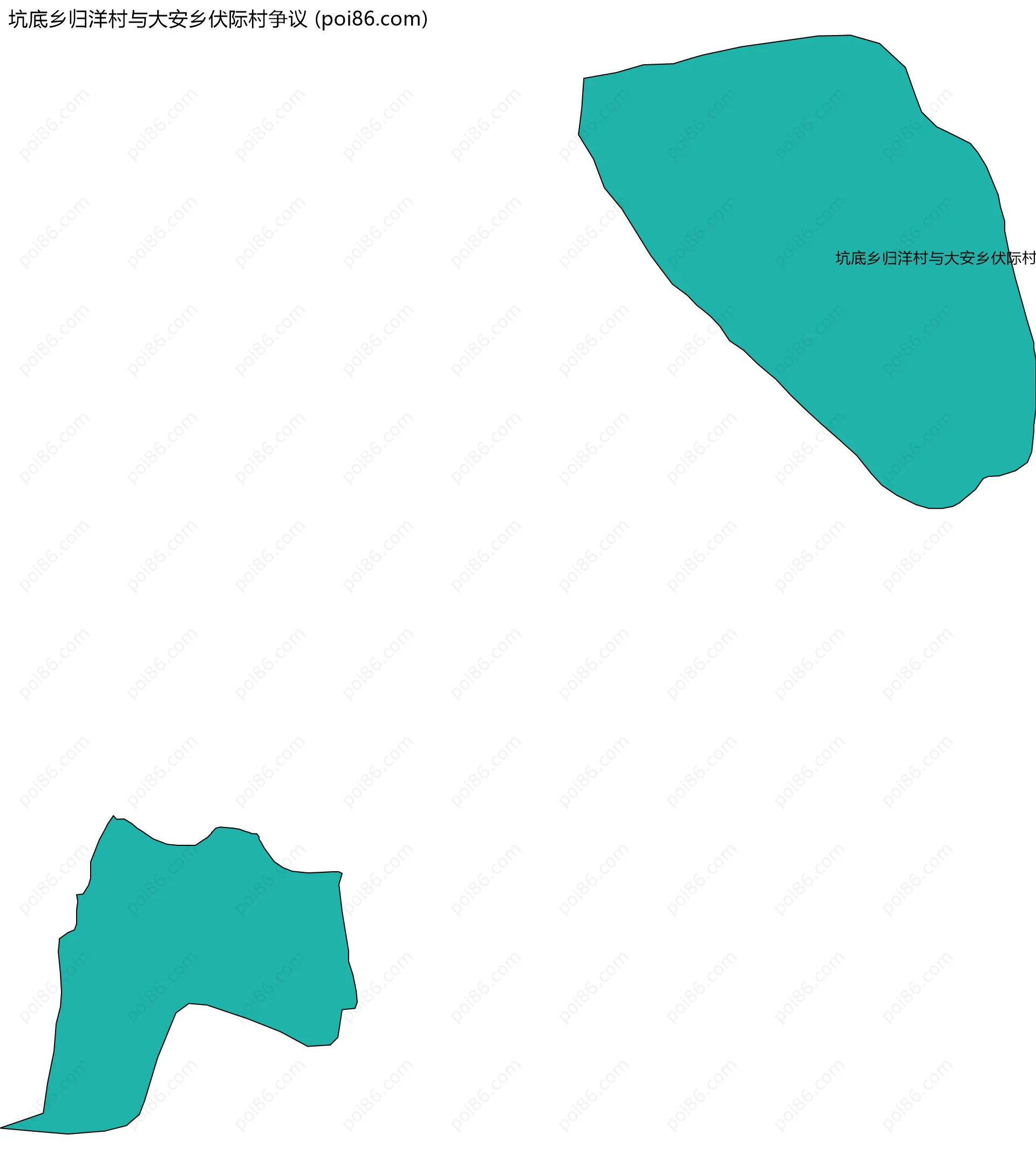 坑底乡归洋村与大安乡伏际村争议边界地图