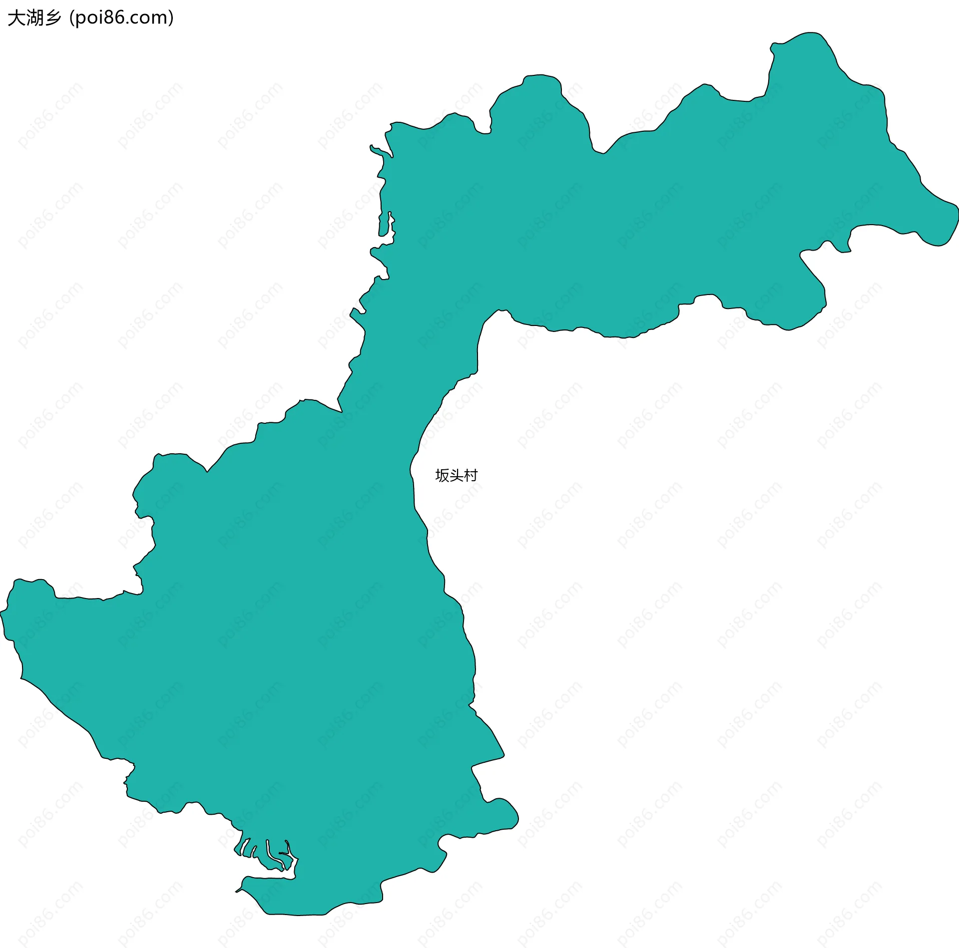 大湖乡边界地图(五级行政区划)