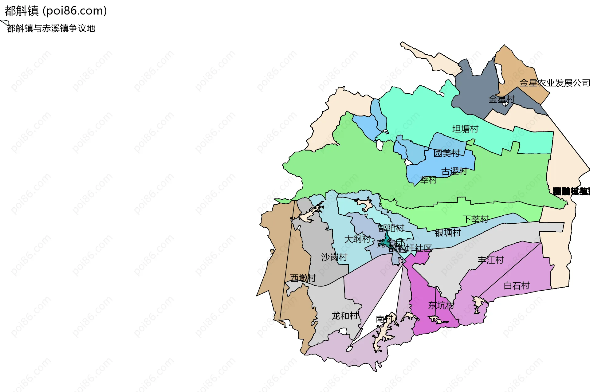 都斛镇边界地图(五级行政区划)