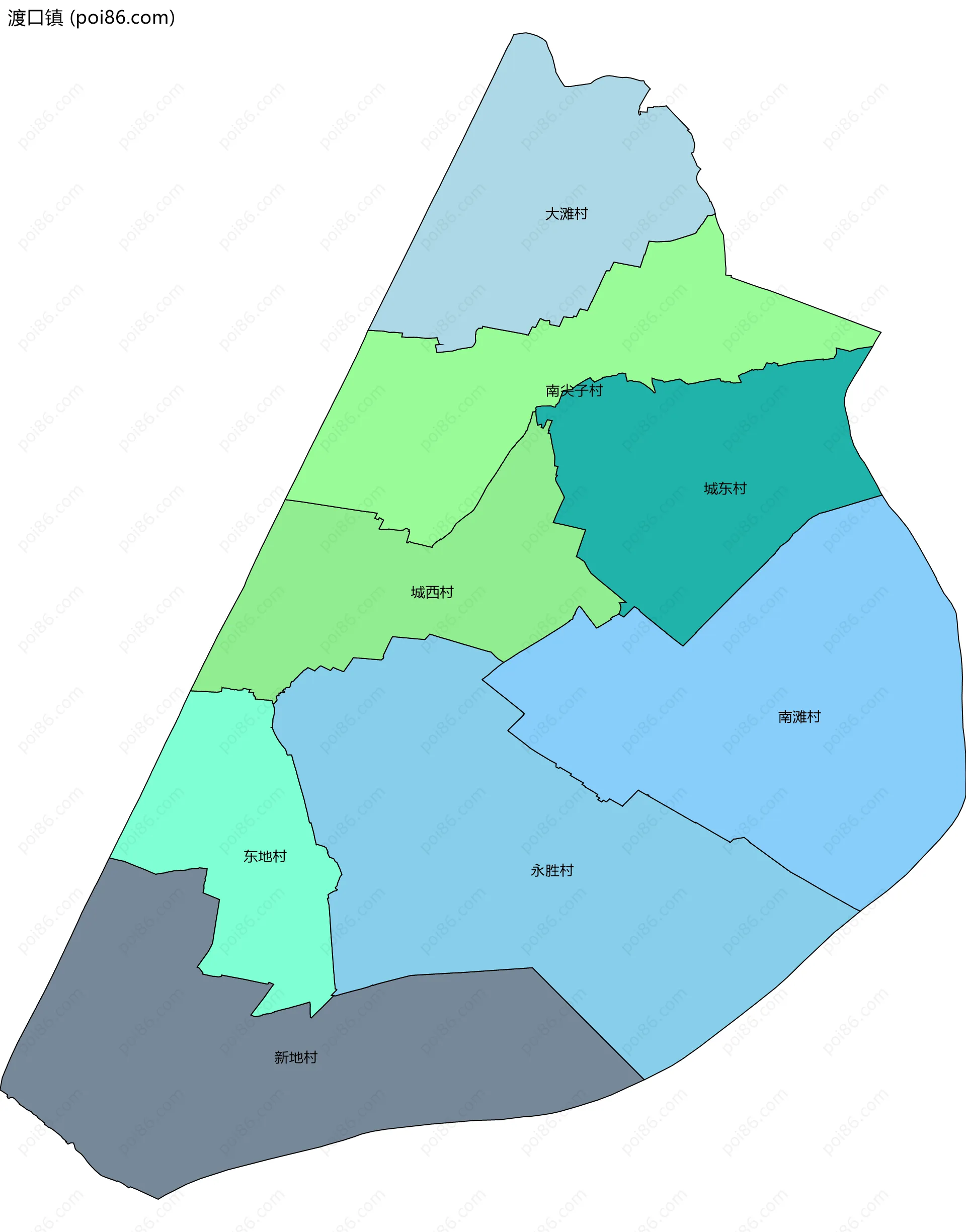 渡口镇边界地图(五级行政区划)