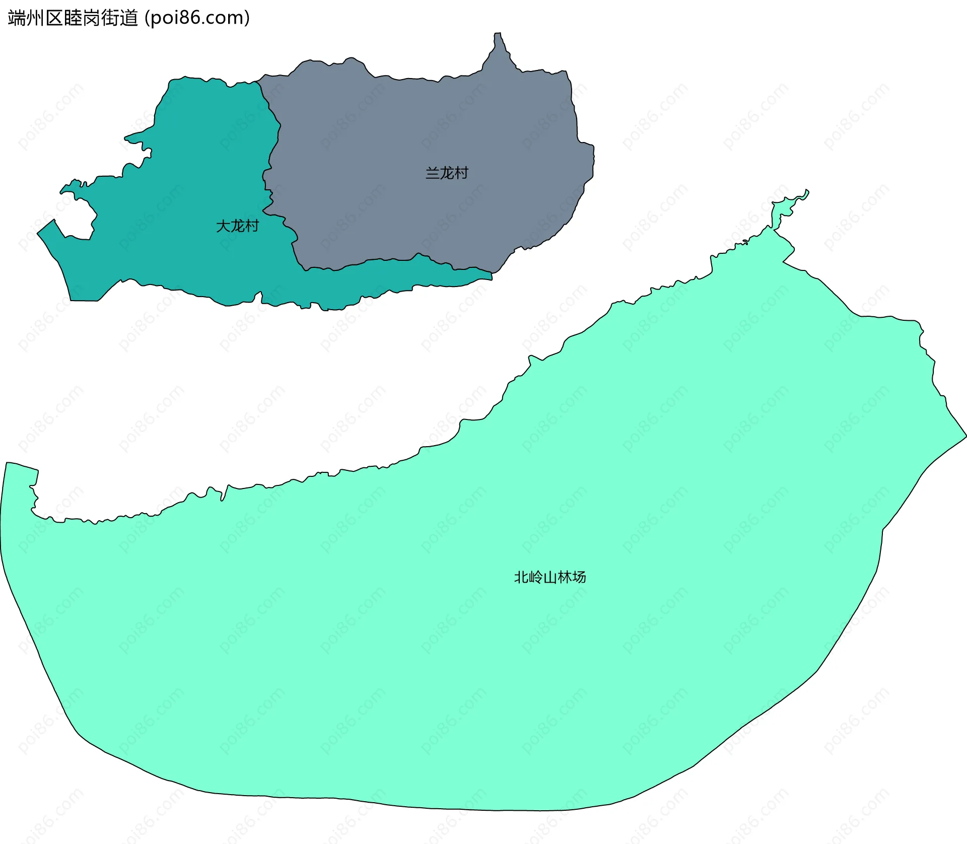 端州区睦岗街道边界地图(五级行政区划)