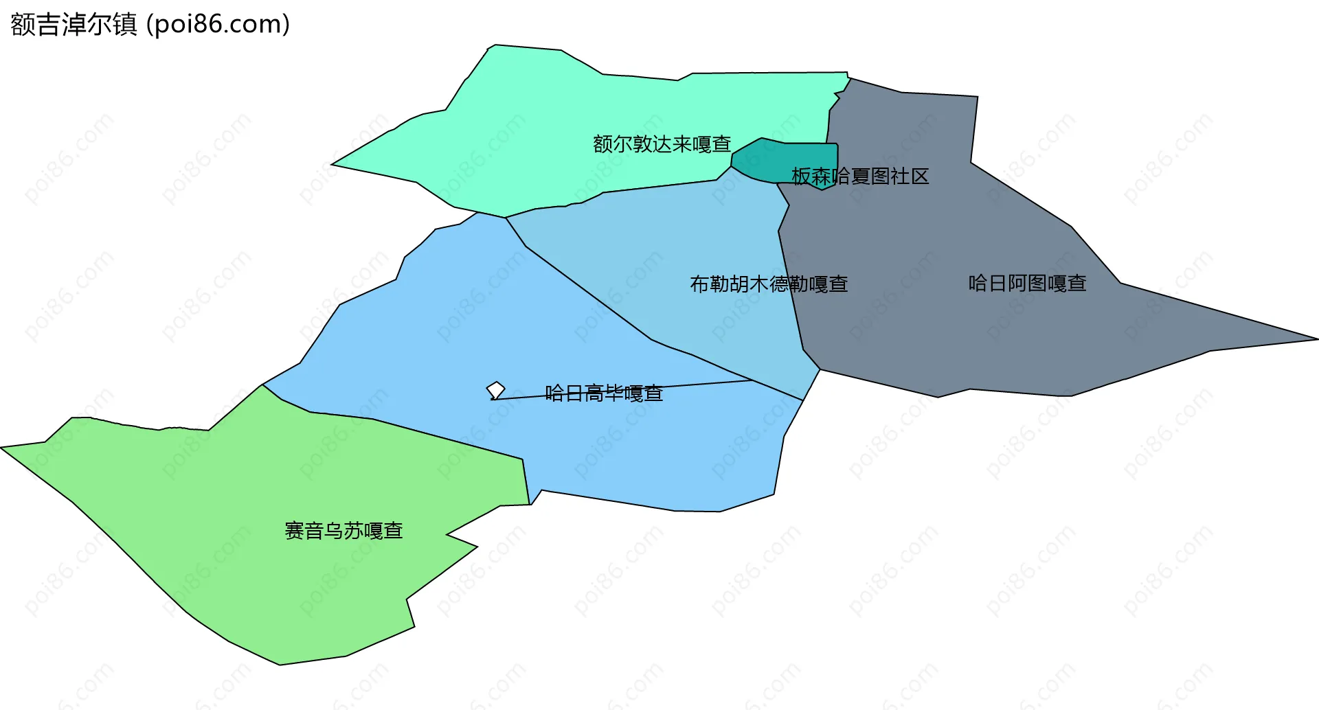 额吉淖尔镇边界地图(五级行政区划)