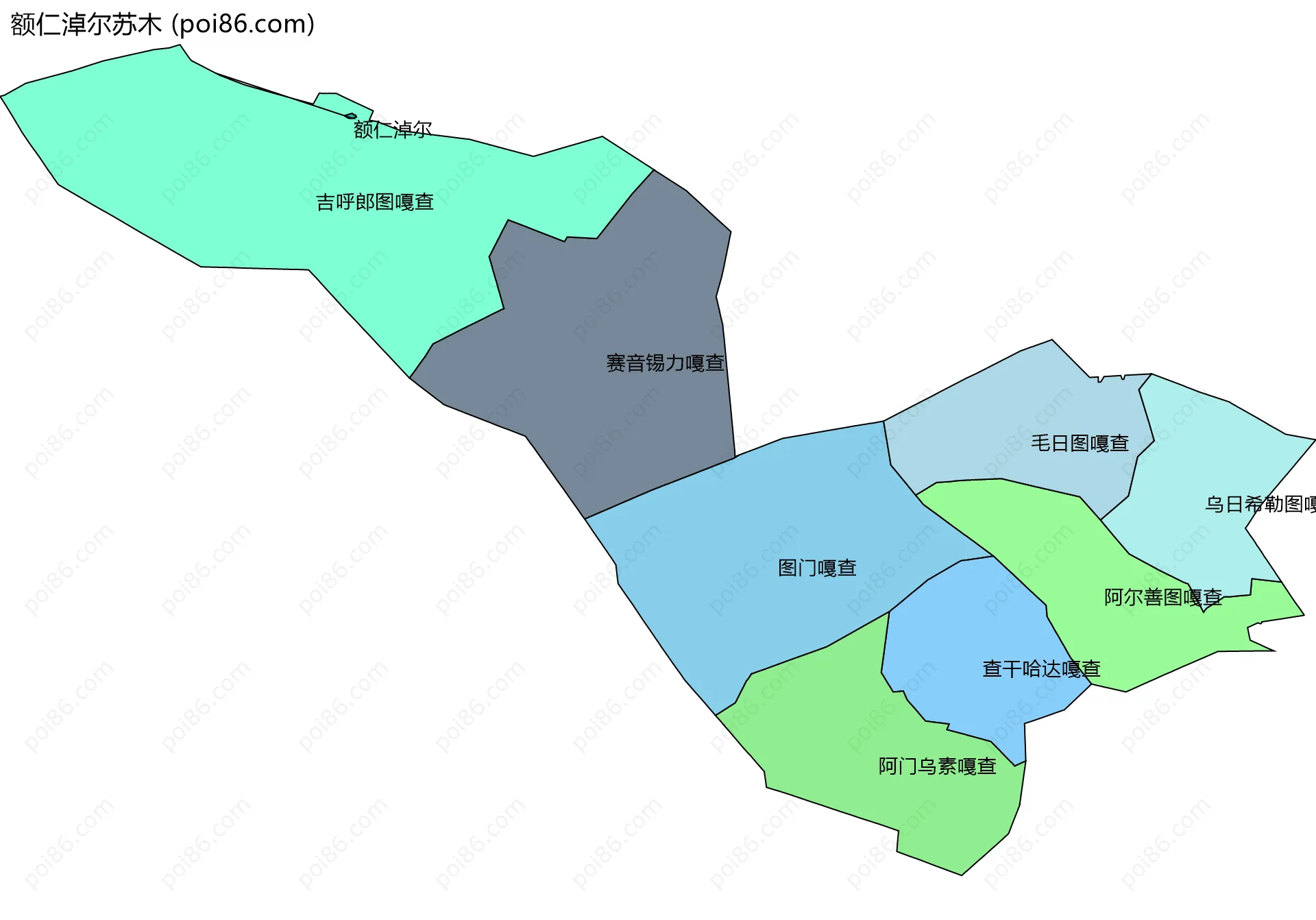 额仁淖尔苏木边界地图(五级行政区划)