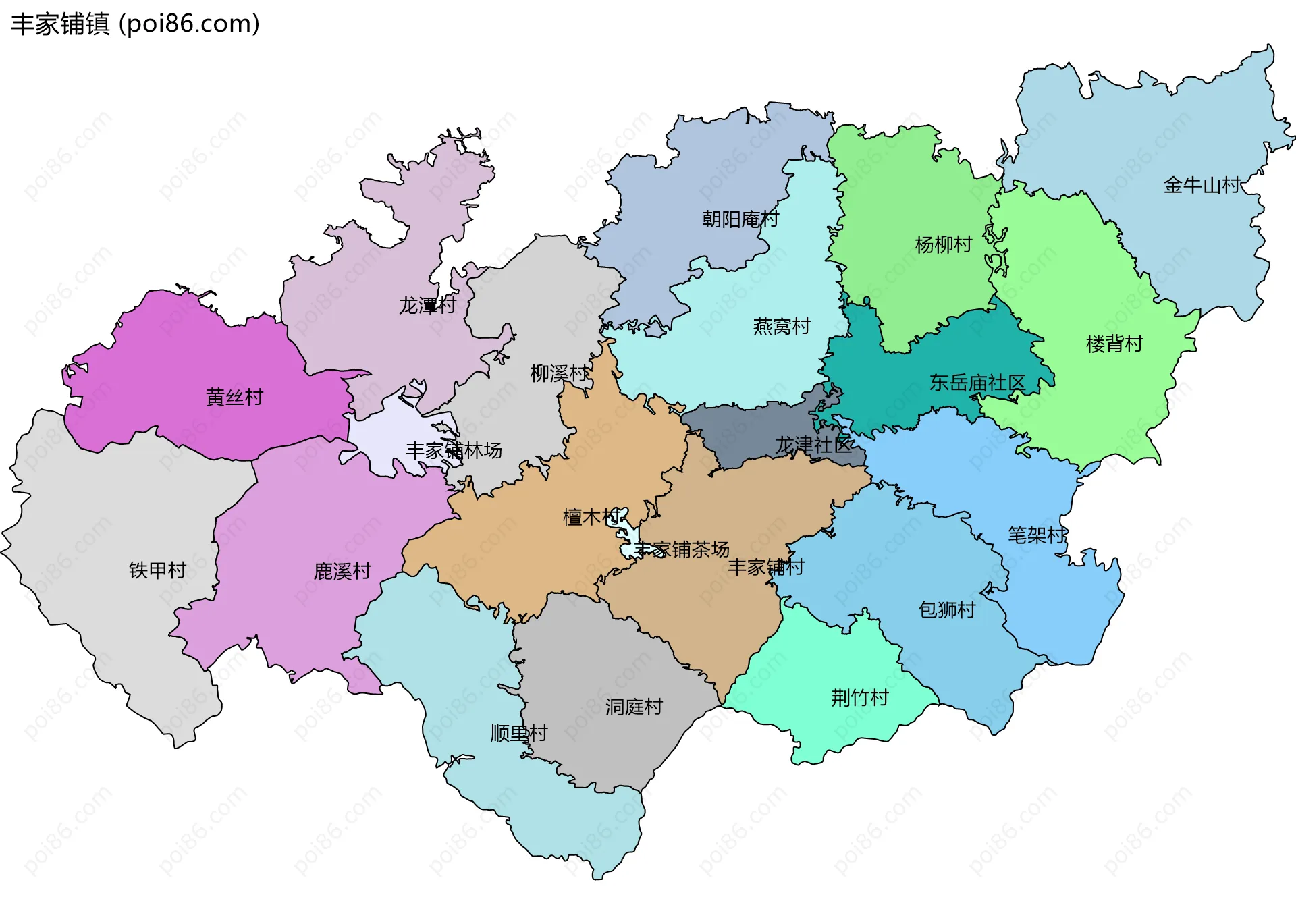 丰家铺镇边界地图(五级行政区划)