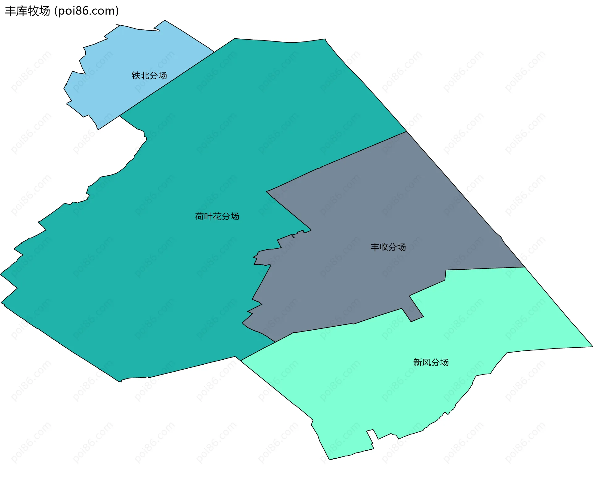 丰库牧场边界地图(五级行政区划)