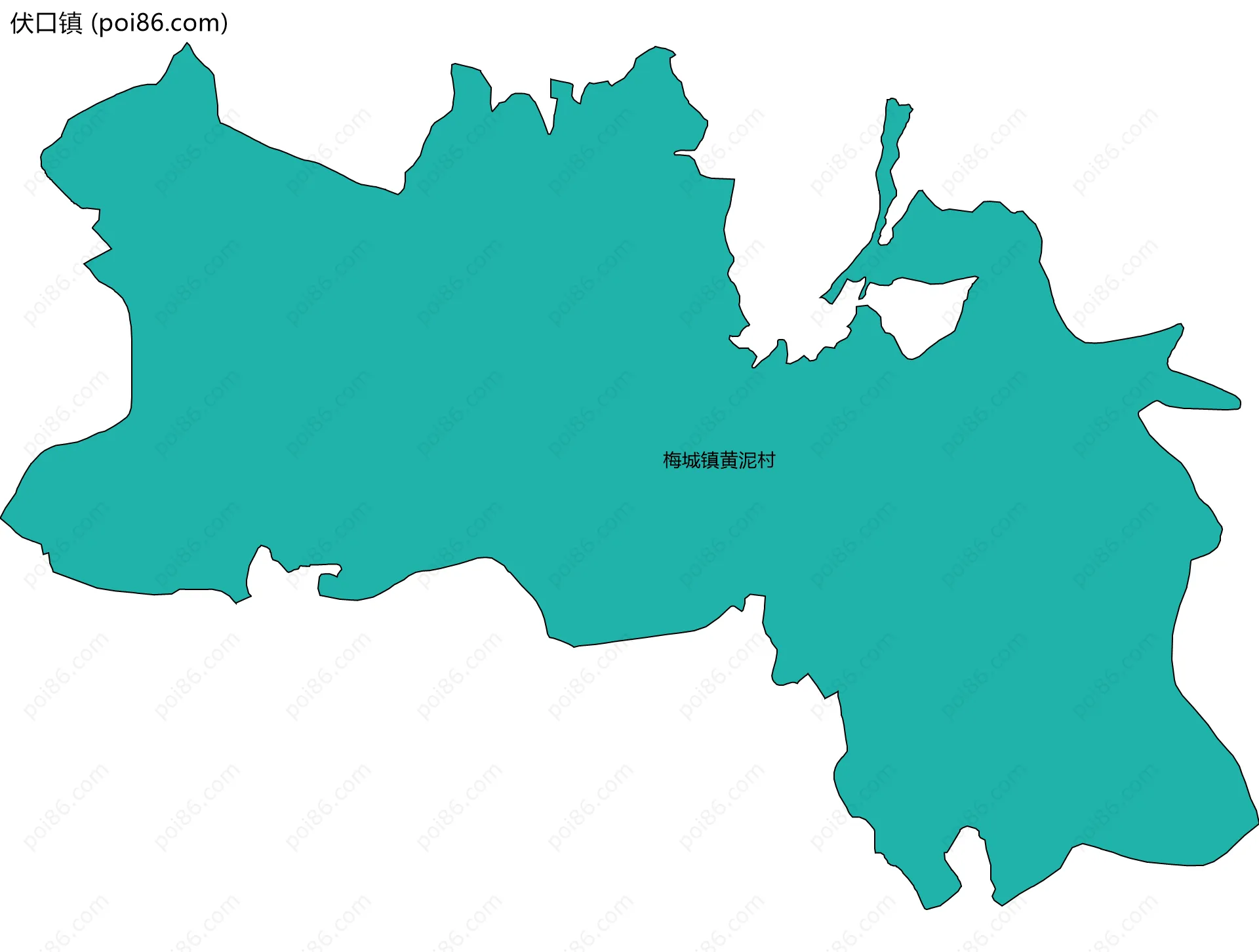 伏口镇边界地图(五级行政区划)