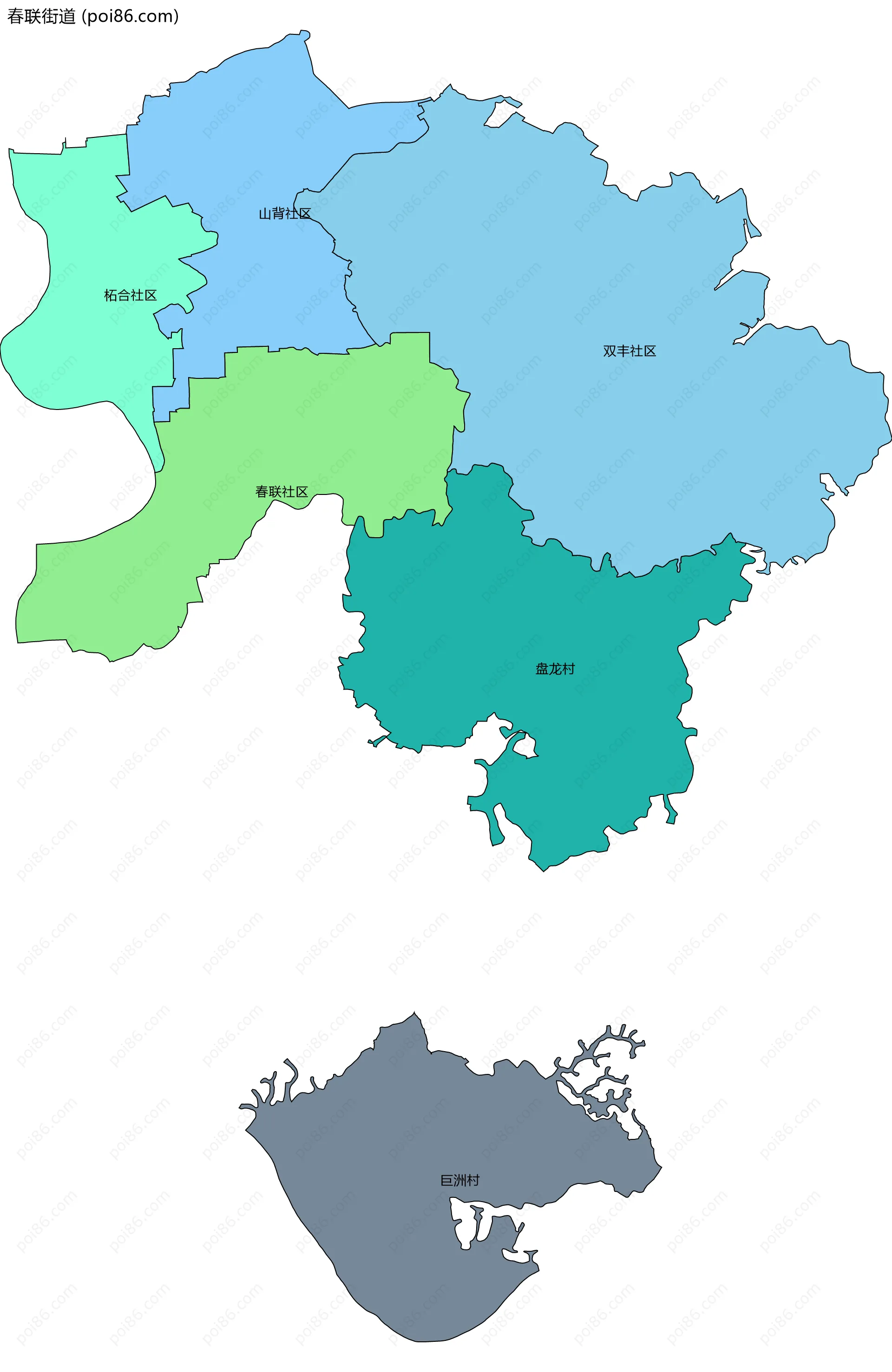 春联街道边界地图(五级行政区划)
