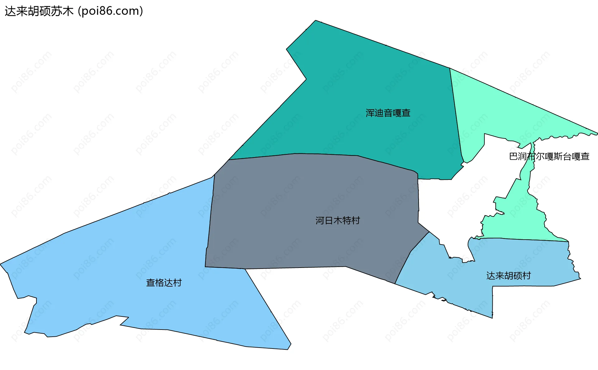 达来胡硕苏木边界地图(五级行政区划)