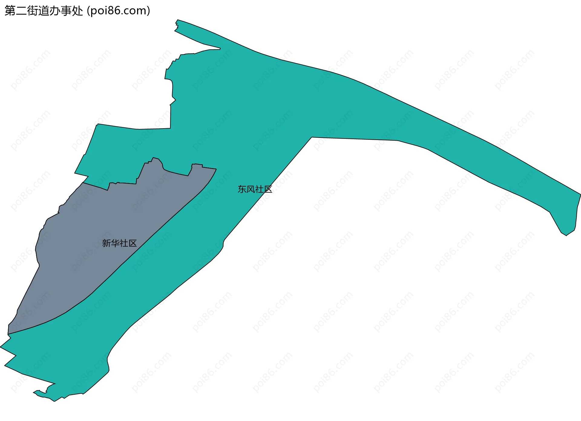 第二街道办事处边界地图(五级行政区划)