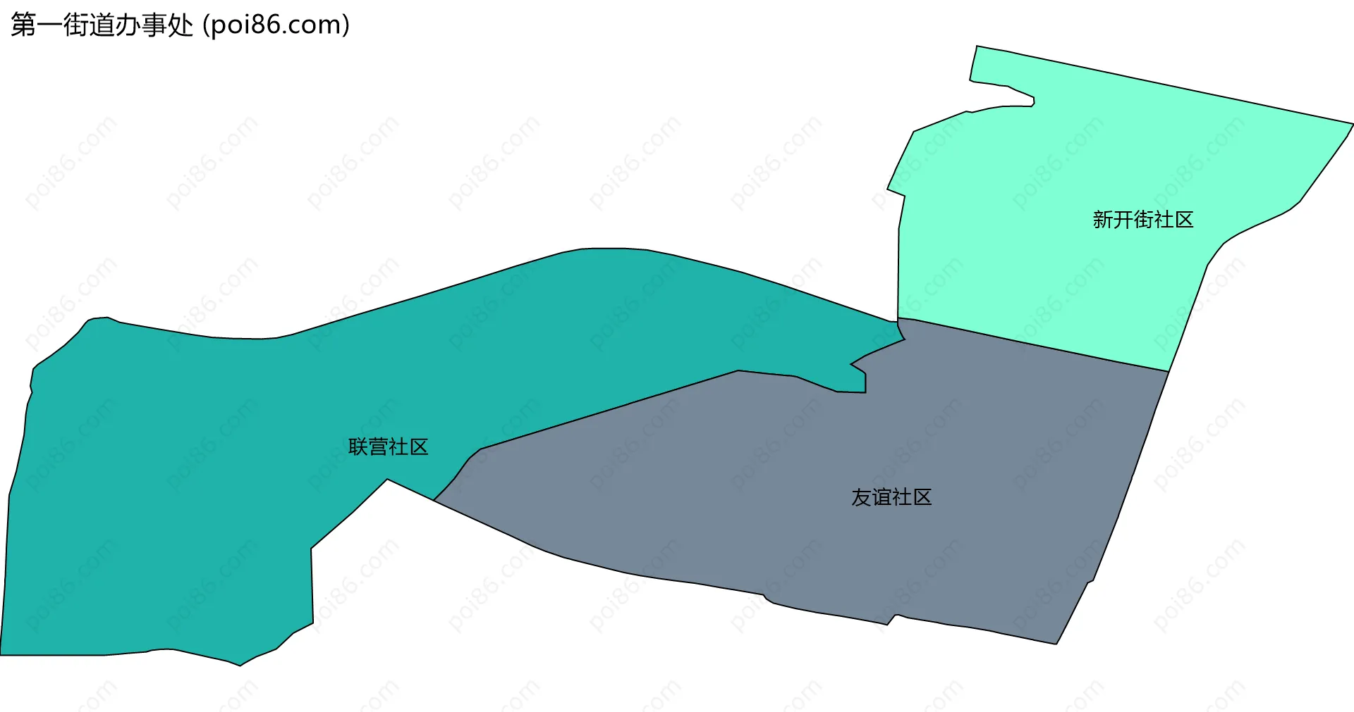 第一街道办事处边界地图(五级行政区划)