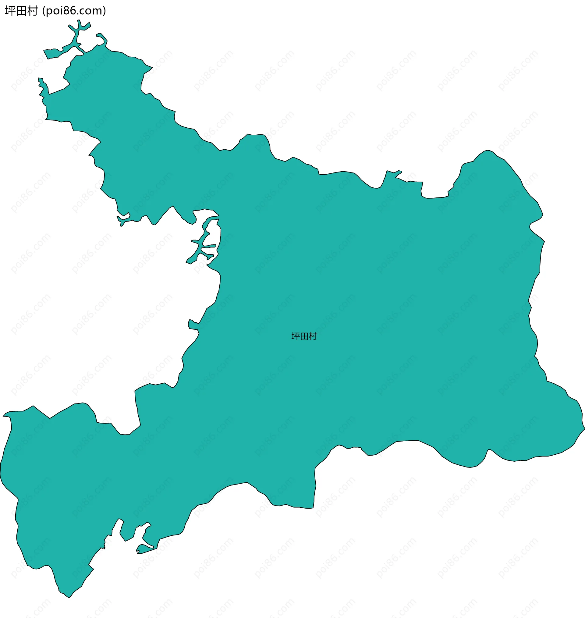 坪田村边界地图