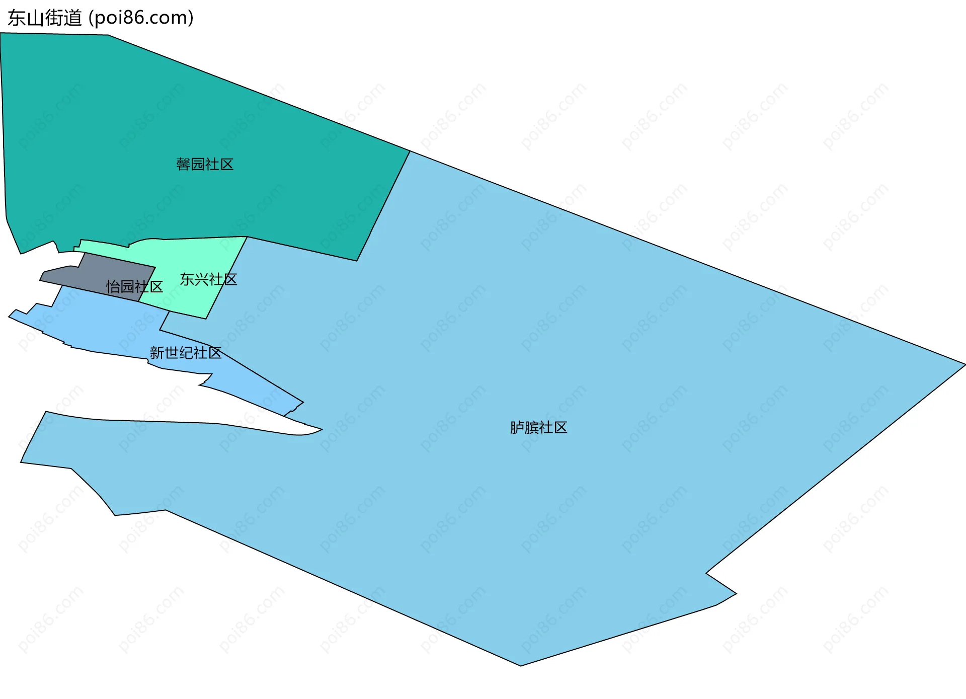 东山街道边界地图(五级行政区划)