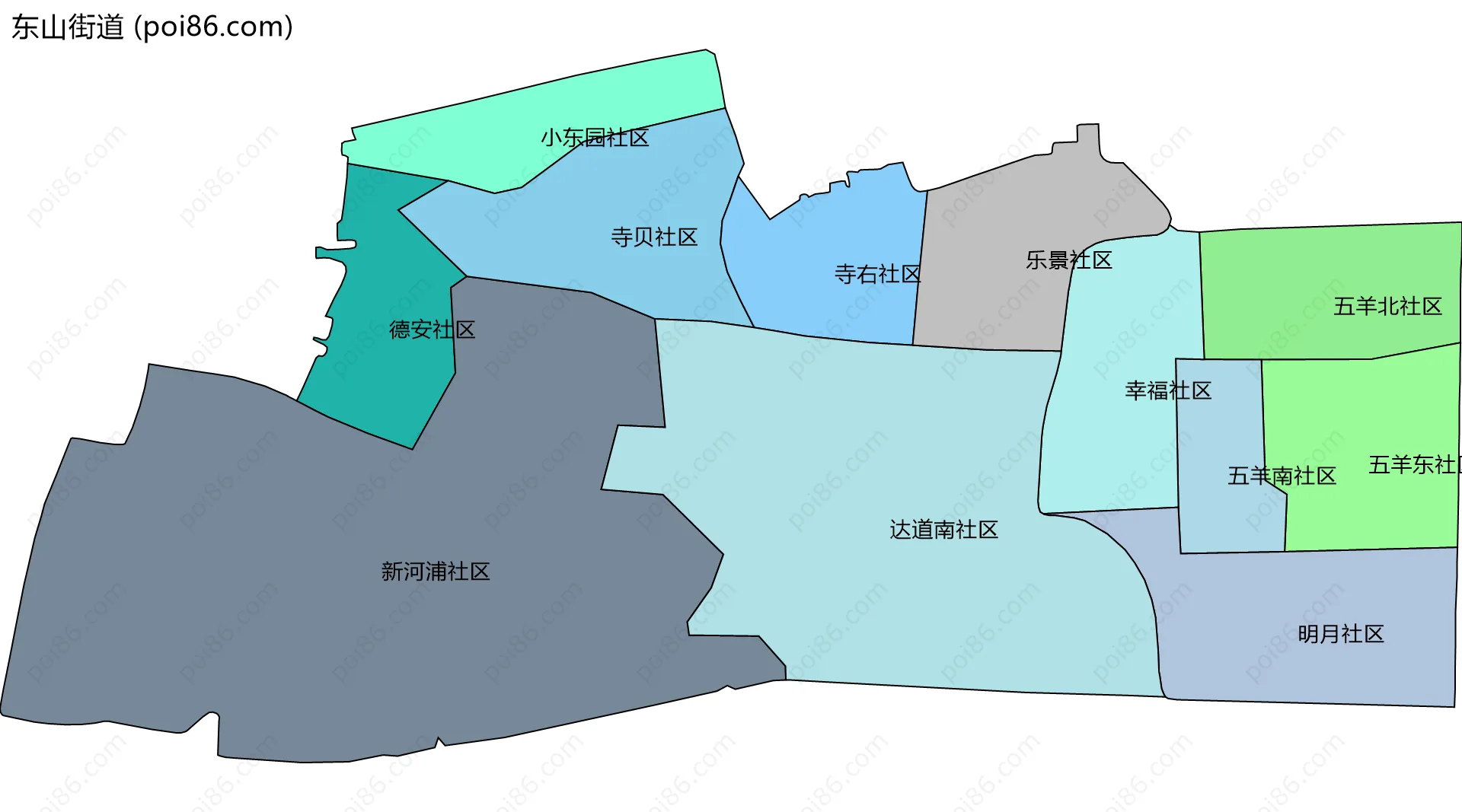 东山街道边界地图(五级行政区划)