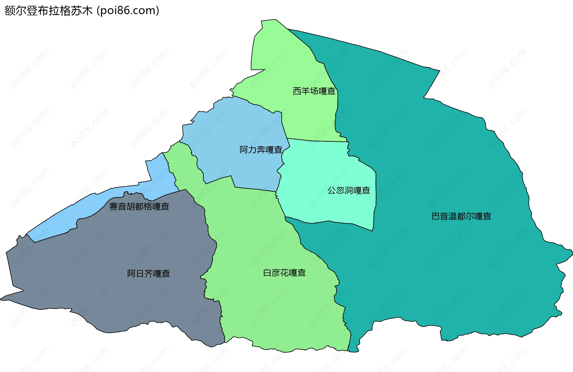 额尔登布拉格苏木边界地图(五级行政区划)